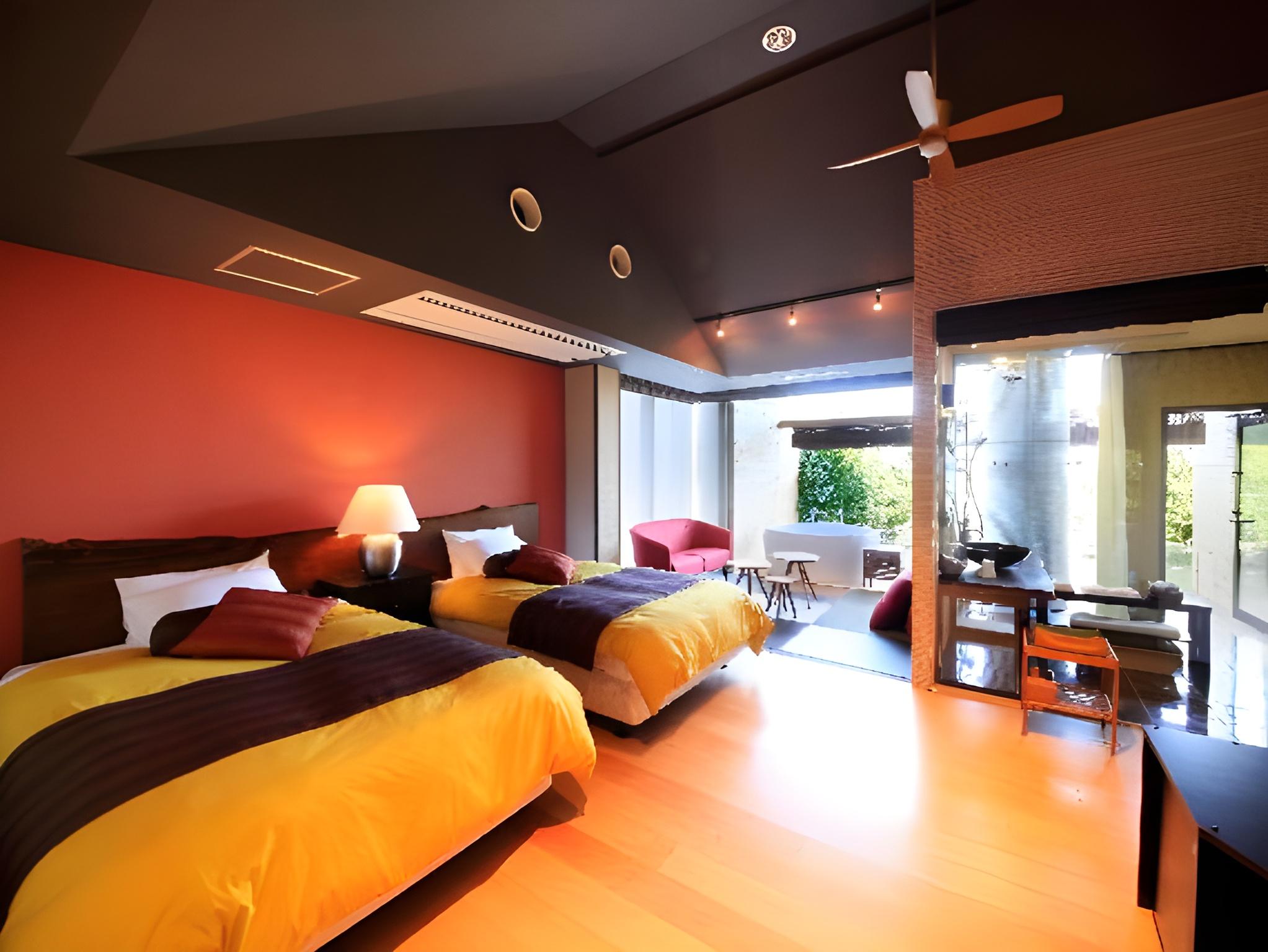 Japanese Western, Deluxe, Twin Beds, Outdoor Bath