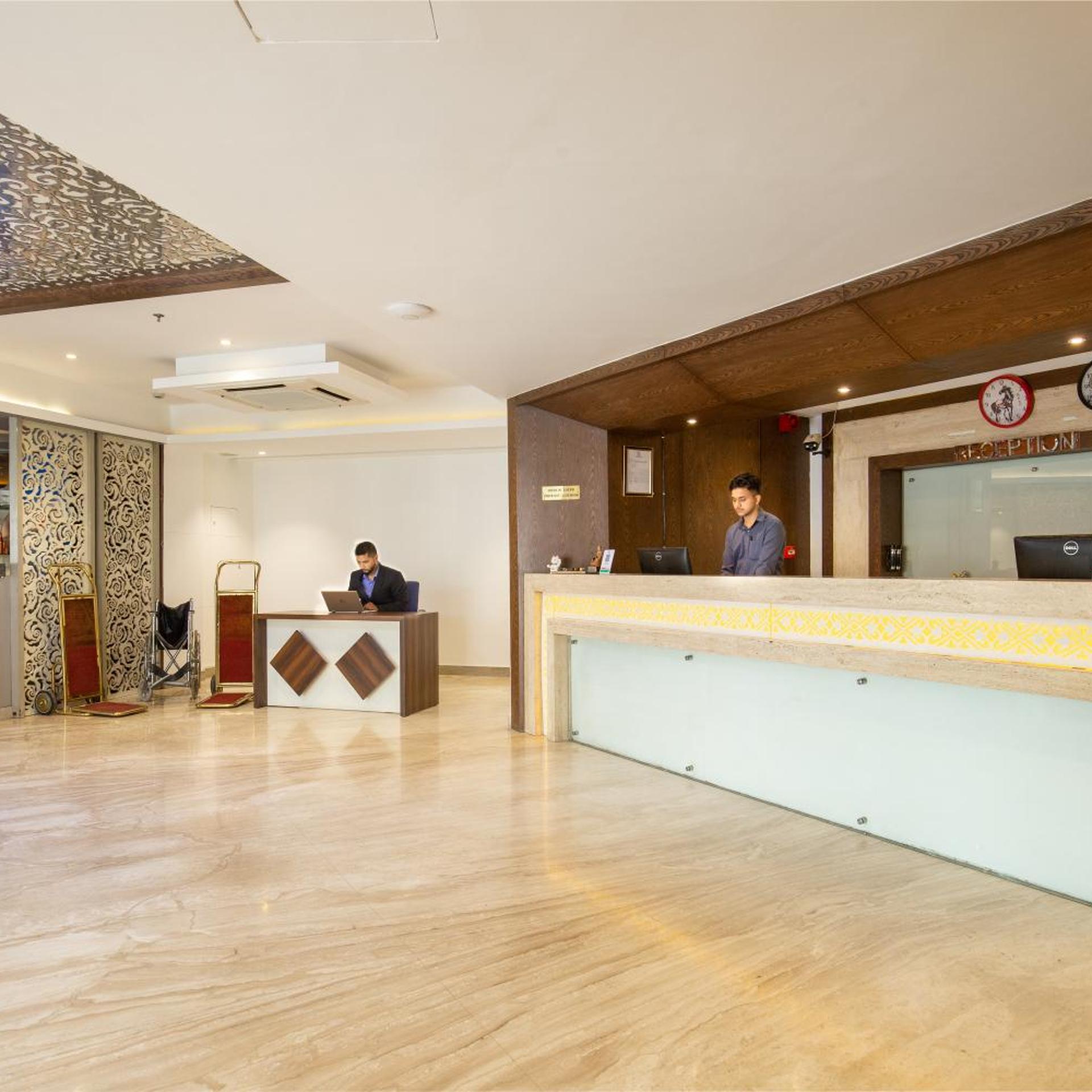 Lobby at Mahabir Palace, KATHMANDU