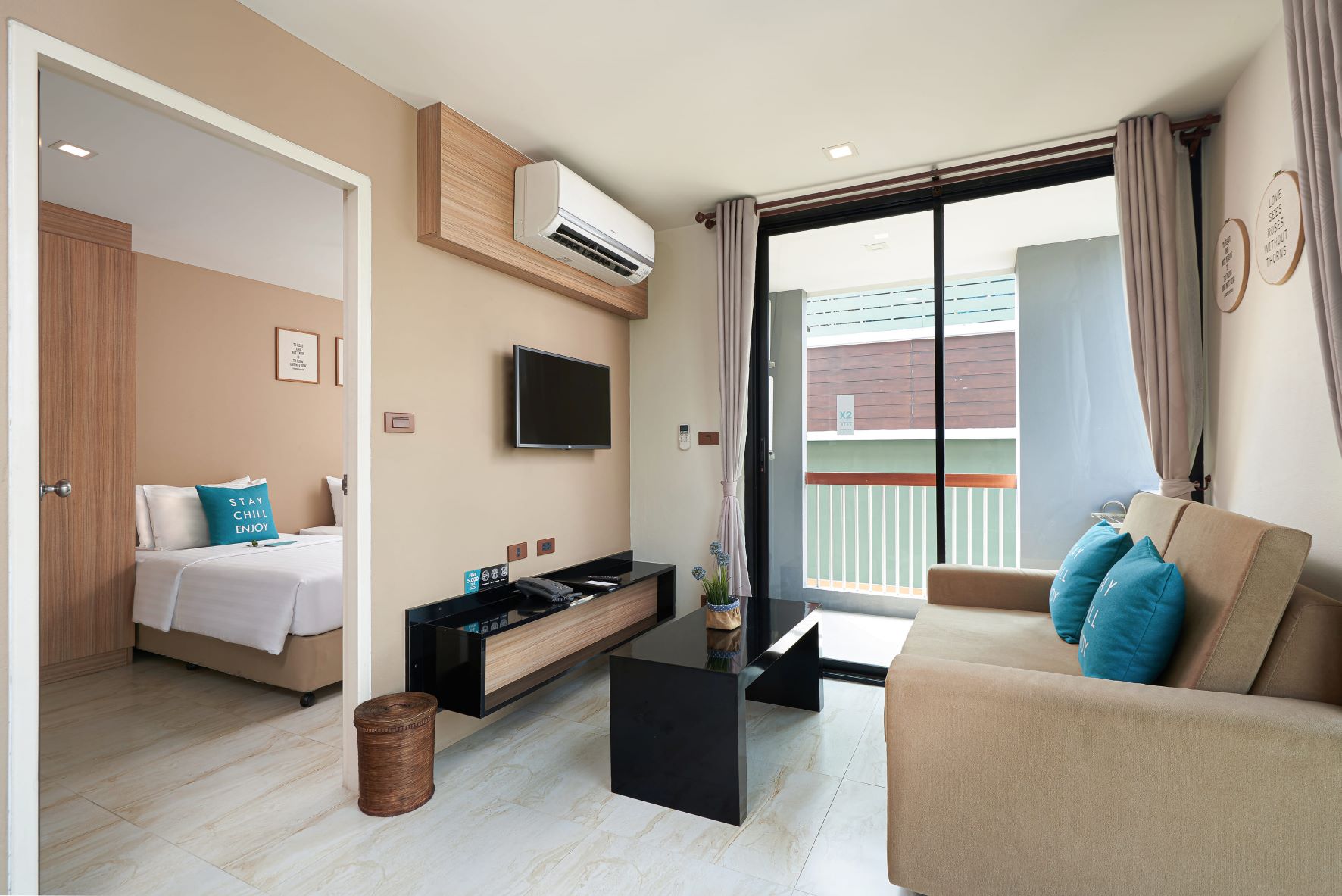 غرفة بسرير مزدوج أو سريرين منفصلين بغرفة نوم واحدة، Cross Vibe Chiang Mai Decem 8/10