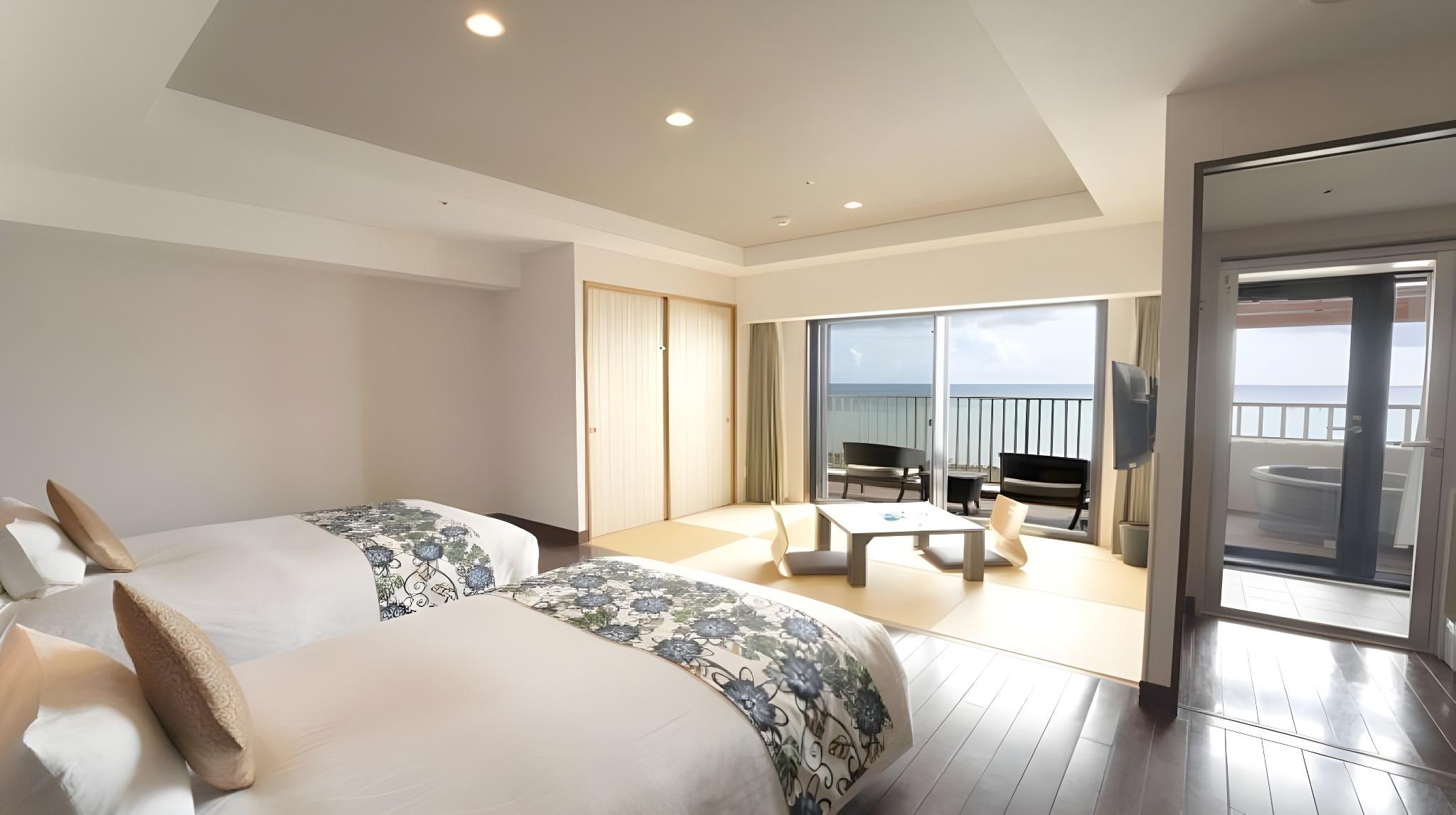 Deluxe, Twin Beds, Ocean View, Outdoor Bath, Tatami