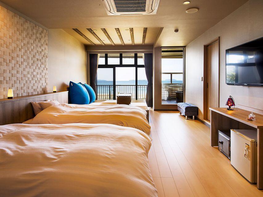 Semi Room, Japanese Western, Ocean, 2 Semi Double Beds, Ocean View, Outdoor Bath