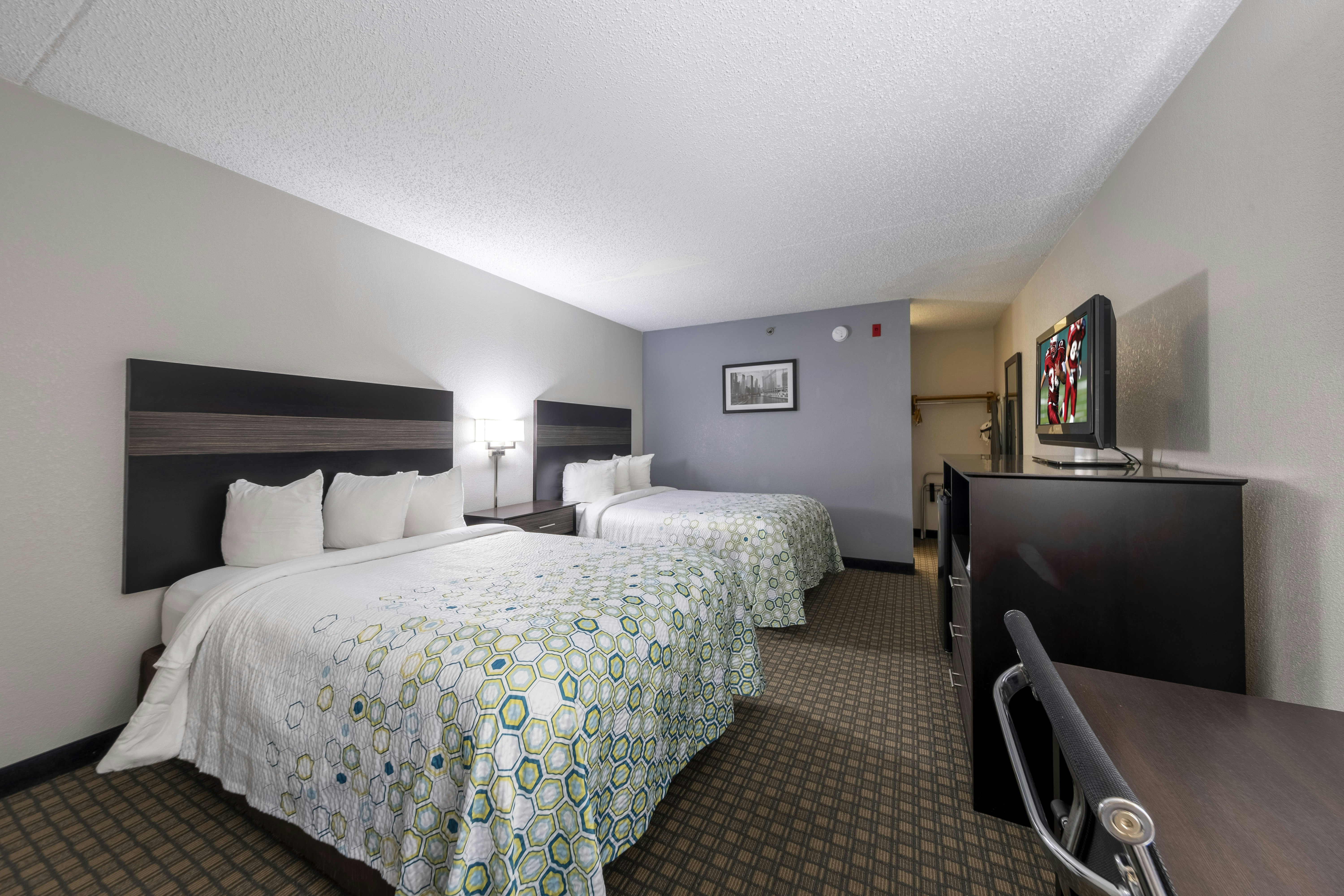 Room, 2 Double Beds, Sofa, HomeTown Inn by Red Roof East Syracuse 2/6