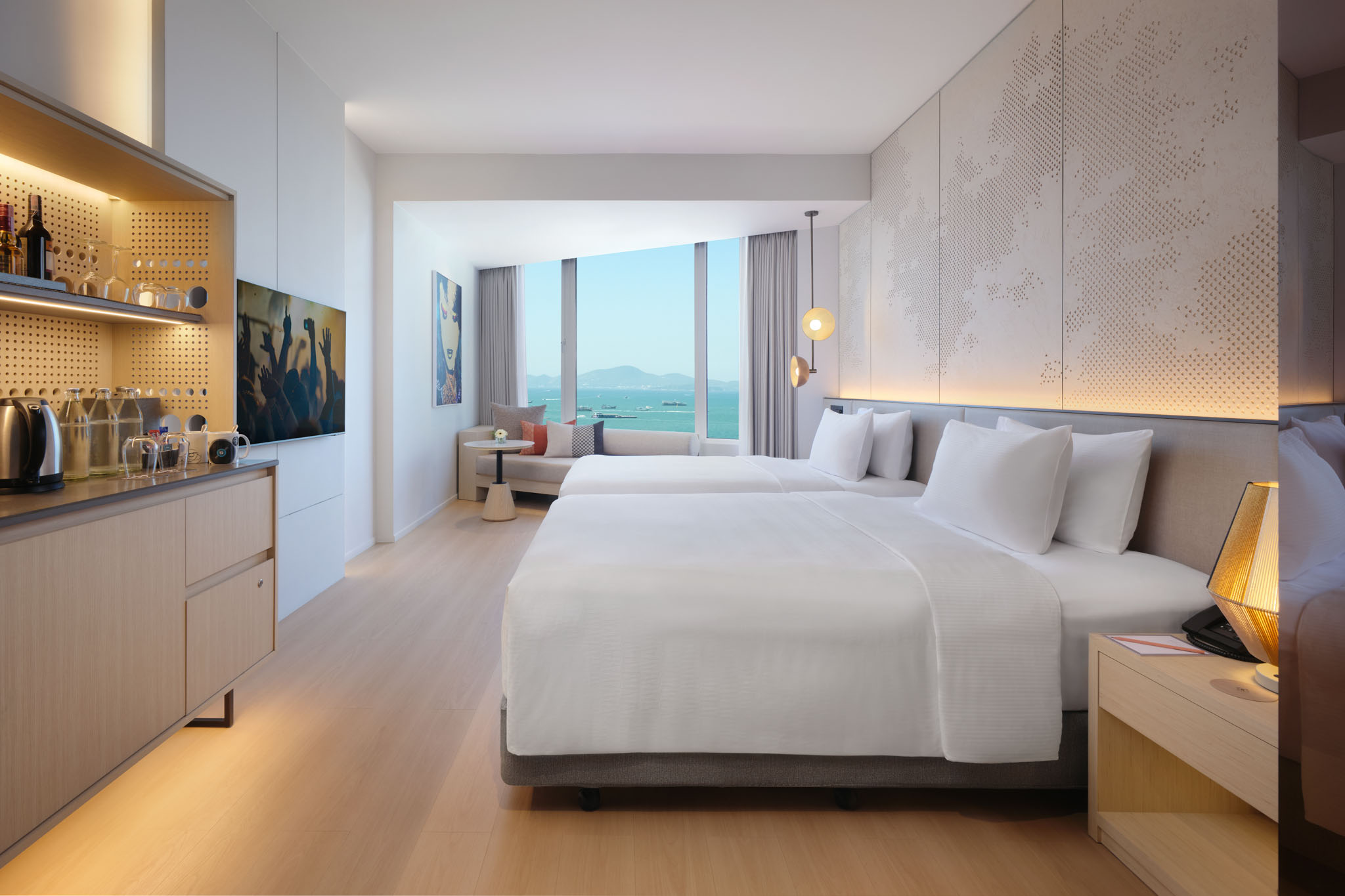 غرفة بسرير مزدوج أو سريرين منفصلين بإطلالة على البحر، Hard Rock Hotel Pattaya 3/8