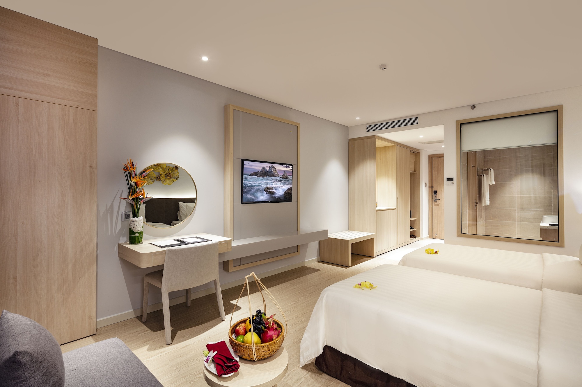 غرفة ديلوكس بسريرين منفصلين بإطلالة على المدينة، DQua Hotel and Apartment 2/5
