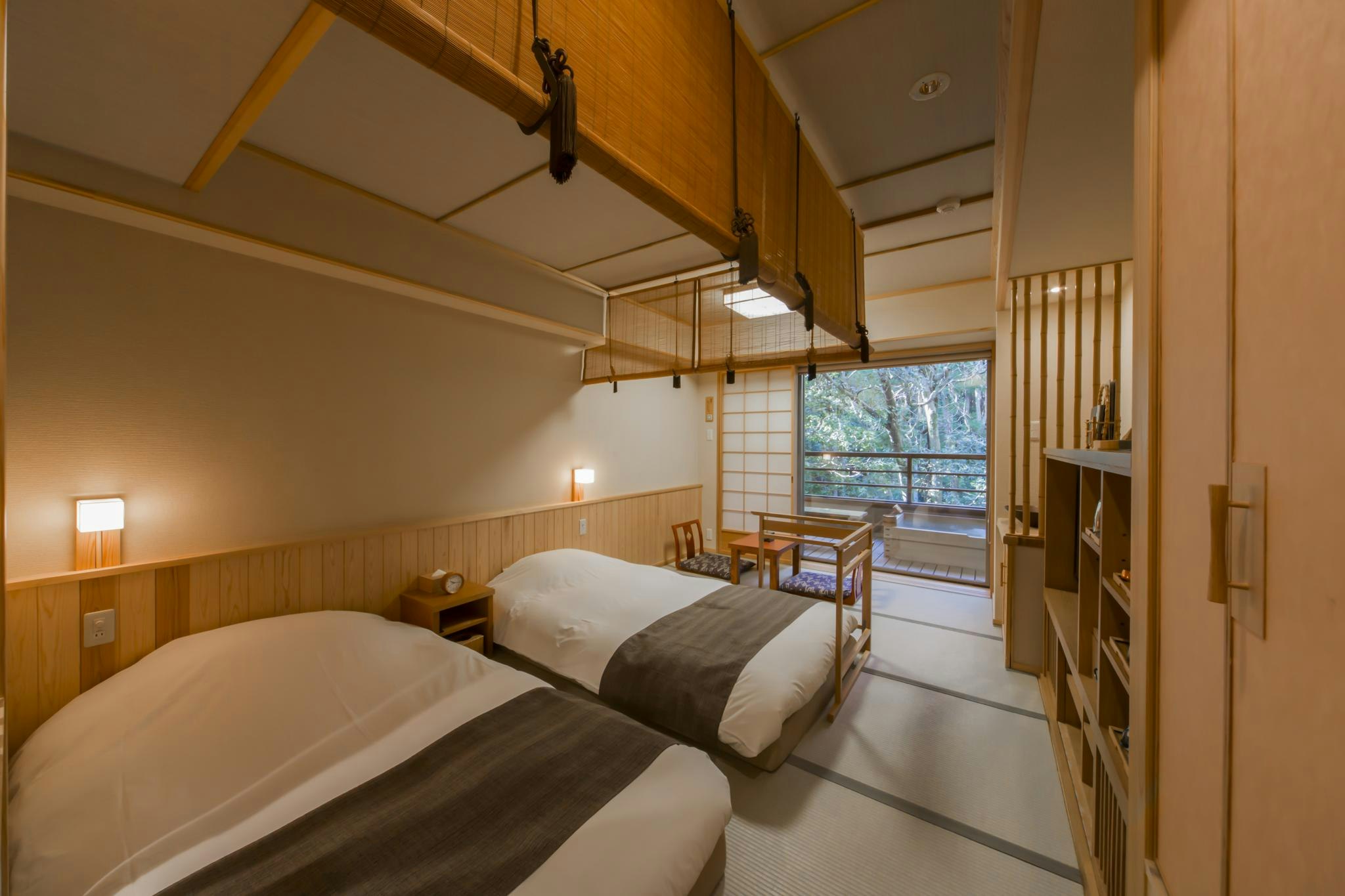 Japanese, Twin Beds, Outdoor Bath