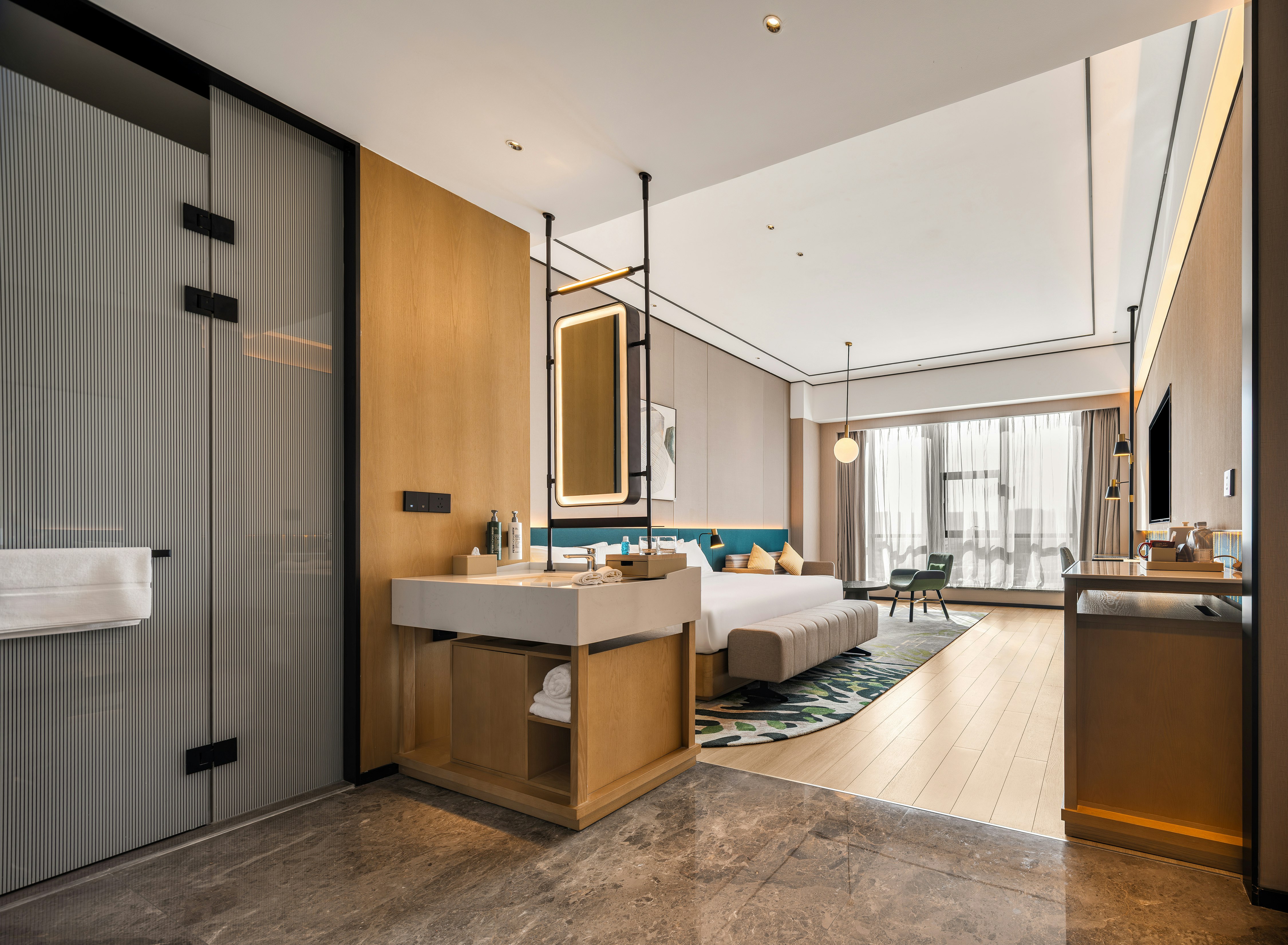 غرفة ديلوكس بسرير كينج، Hilton Garden Inn Fenyang Yulongwan 6/6