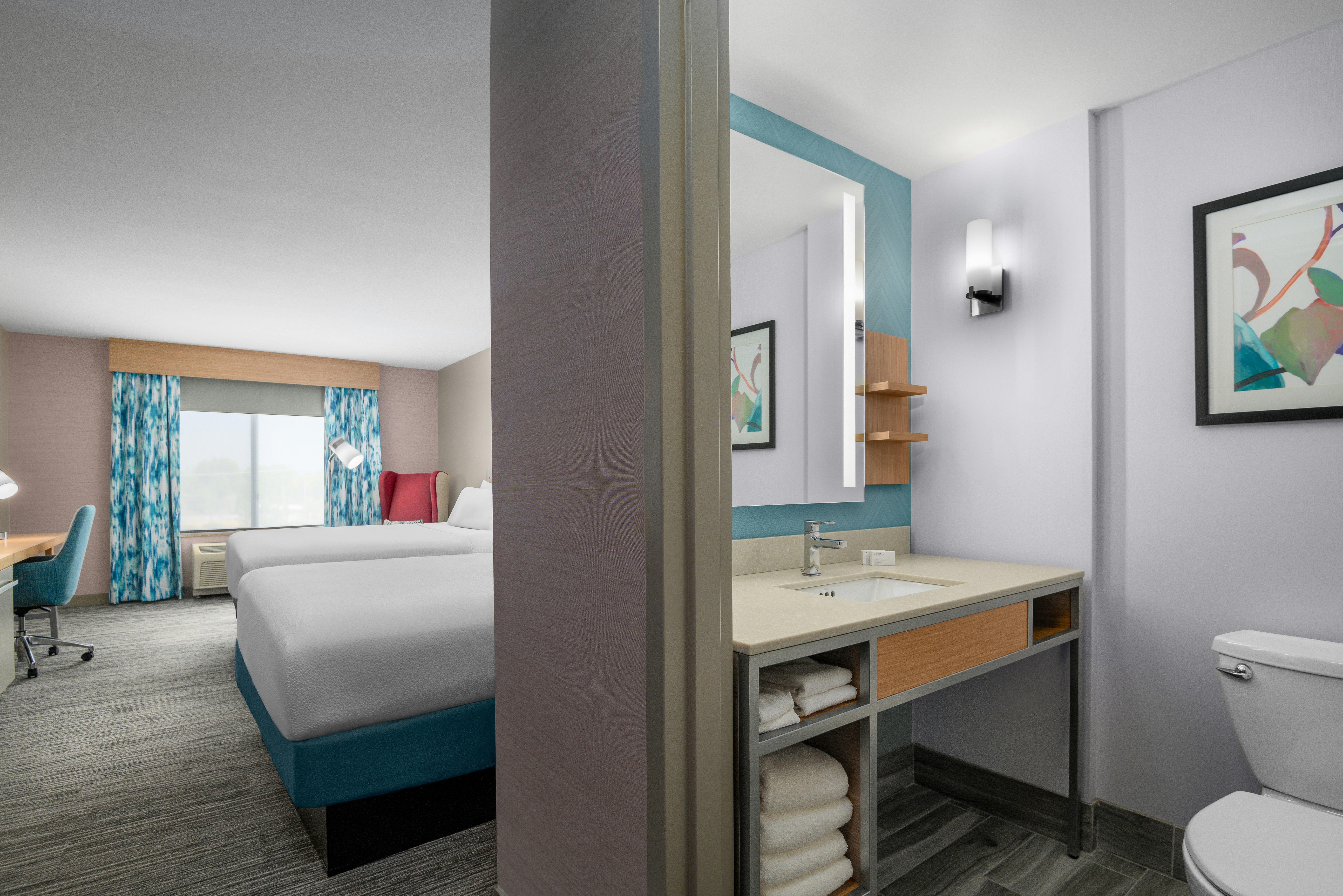 غرفة بسريرين كوين بحوض استحمام، Hilton Garden Inn Great Falls 6/7