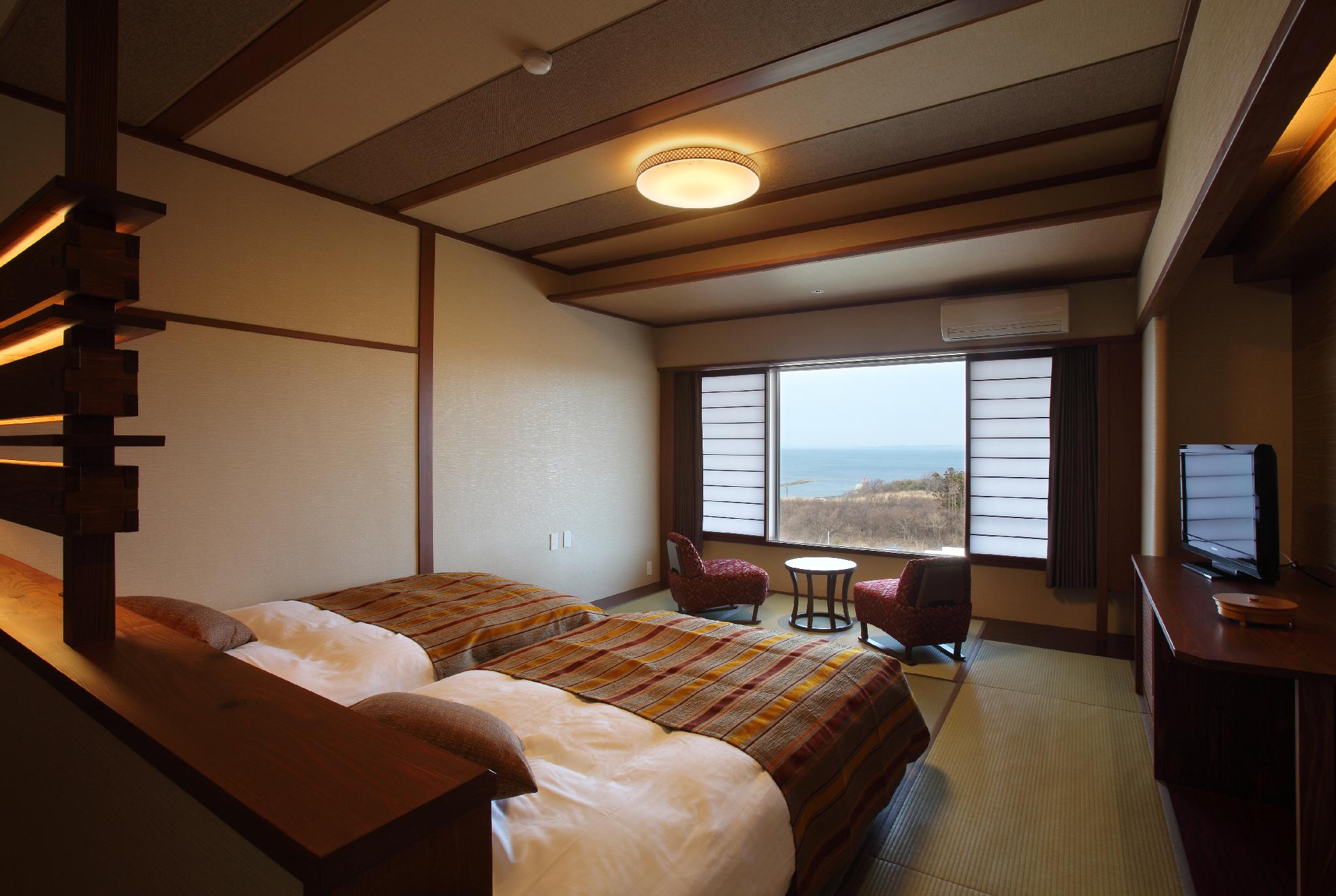 Japanese Western, 2 Semi Double Beds, Sea View