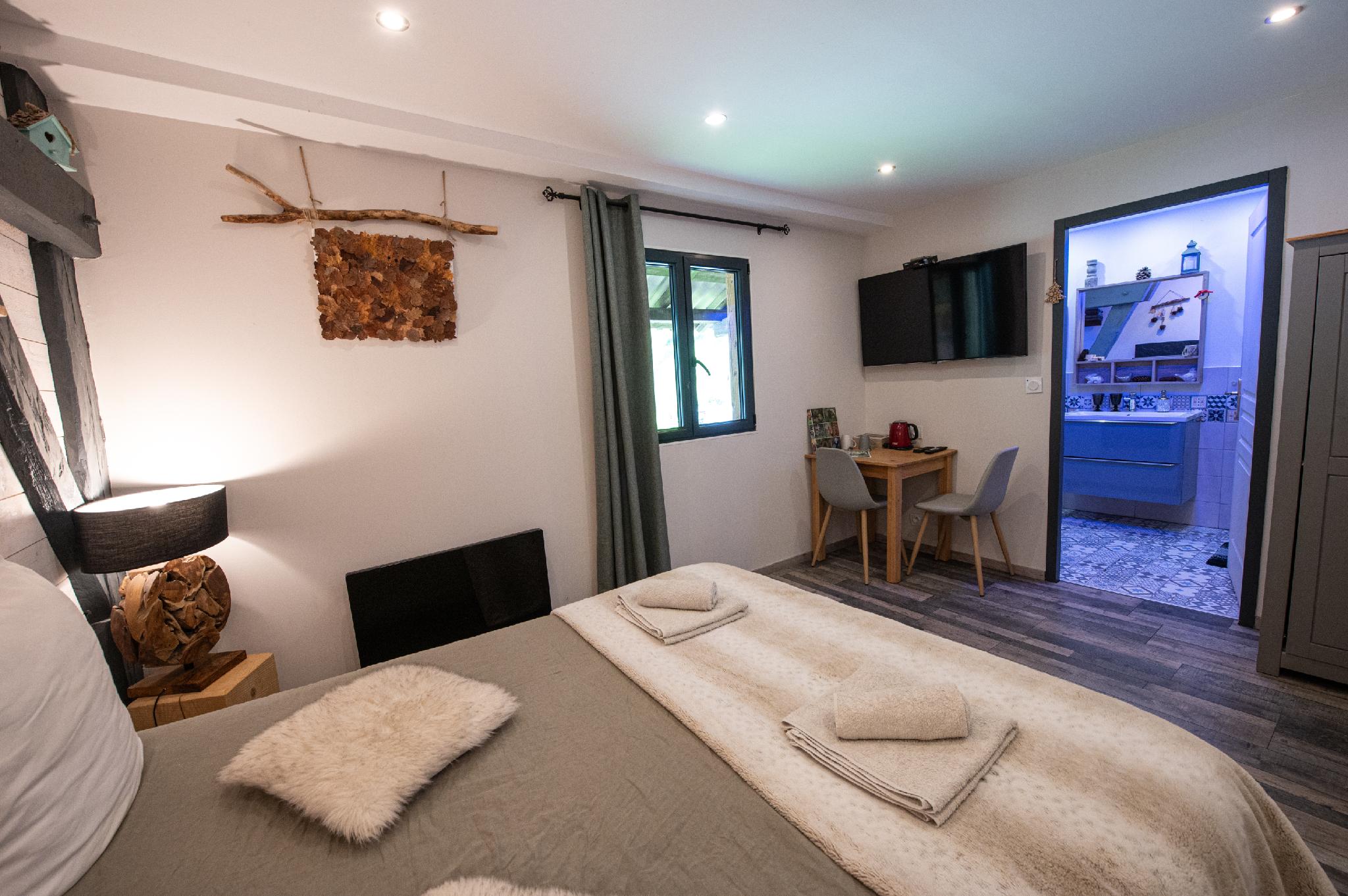 Double Bed, Mountain and Sea View