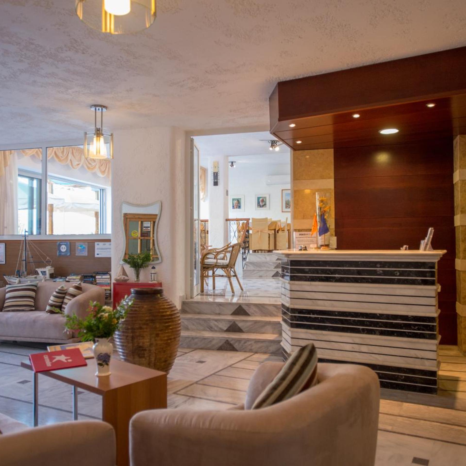 Lobby at Neos Ikaros Hotel, Agios Vasileios