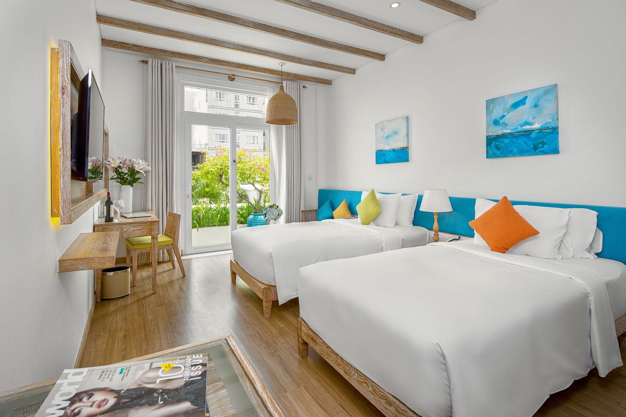 غرفة ديلوكس بسريرين منفصلين بإطلالة على المدينة بشرفة، Risemount Premier Resort Danang 2/9