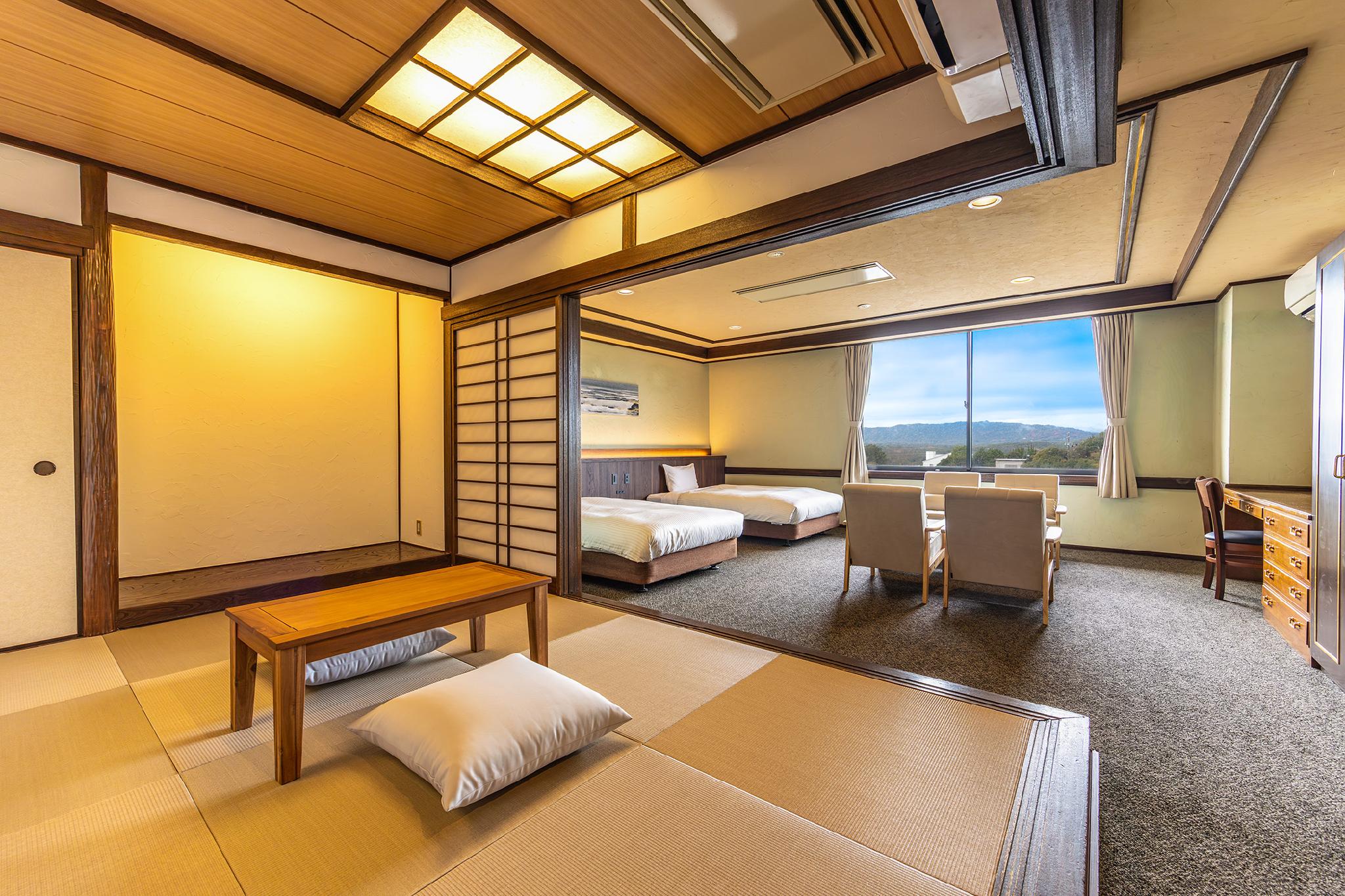 Japanese Western, Standard, Twin Beds, 3 Futon Beds, Garden View, Indoor Bath