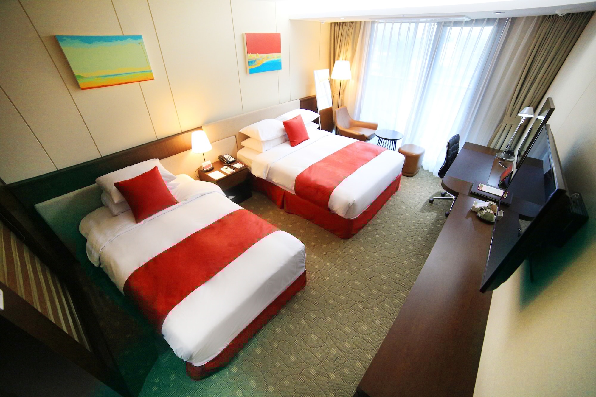 غرفة ديلوكس بسريرين مزدوجين، Ramada by Wyndham Jeju Hamdeok 2/6
