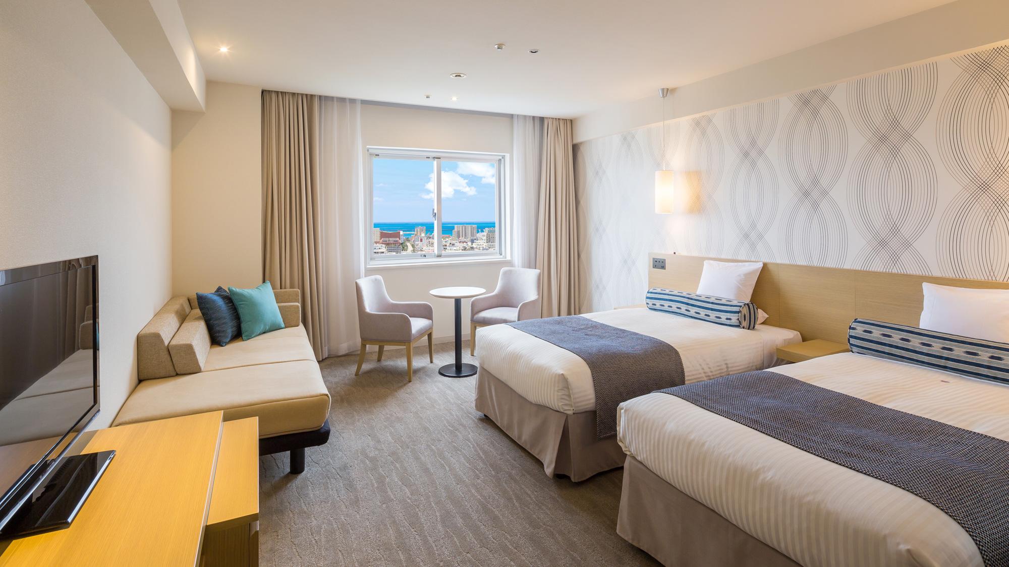 Room, Twin Beds, Ocean View, Night View, Corner