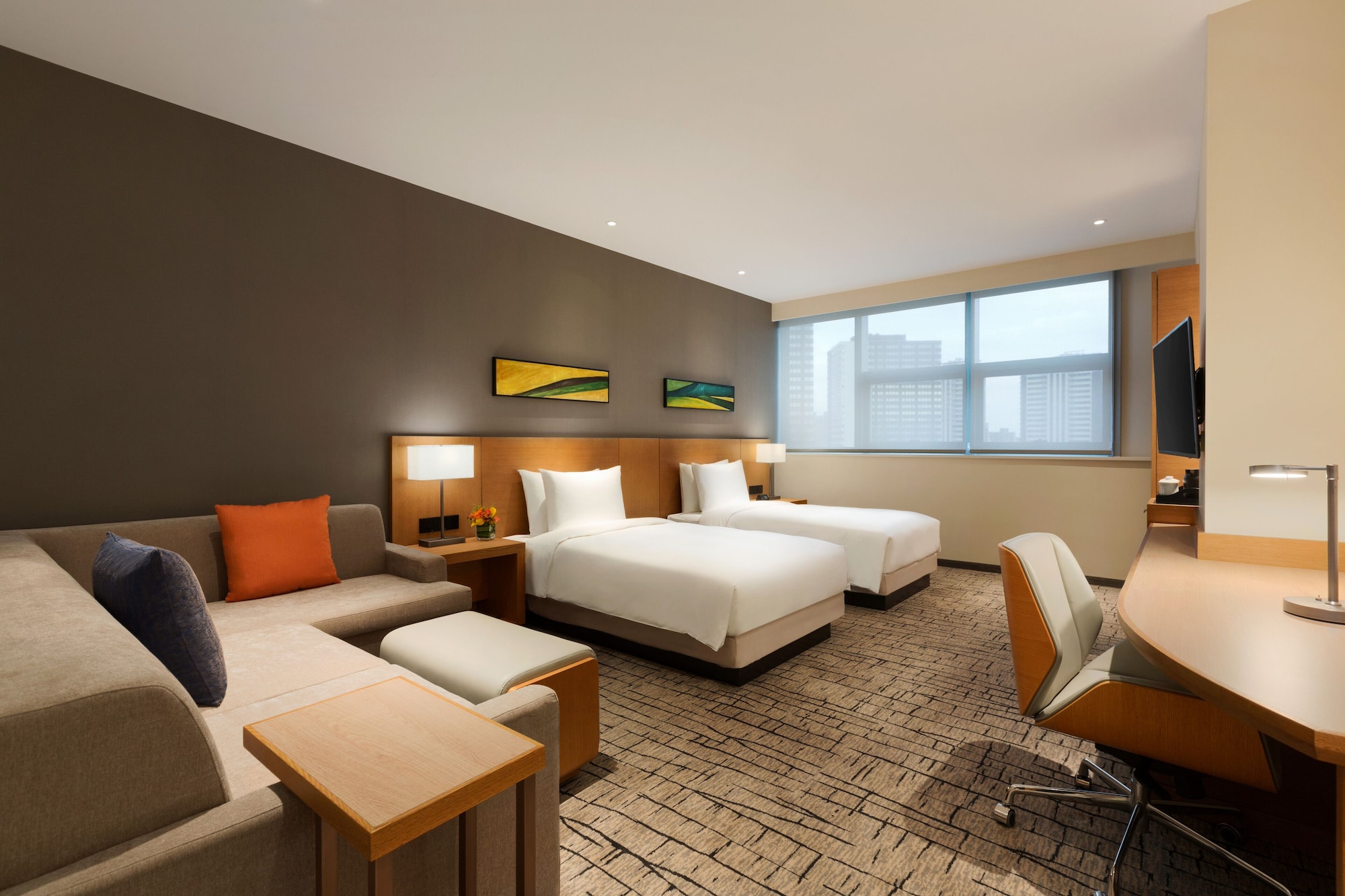 غرفة بسريرين منفصلين مع أريكة، Hyatt Place Yinchuan Dayuecheng 5/10