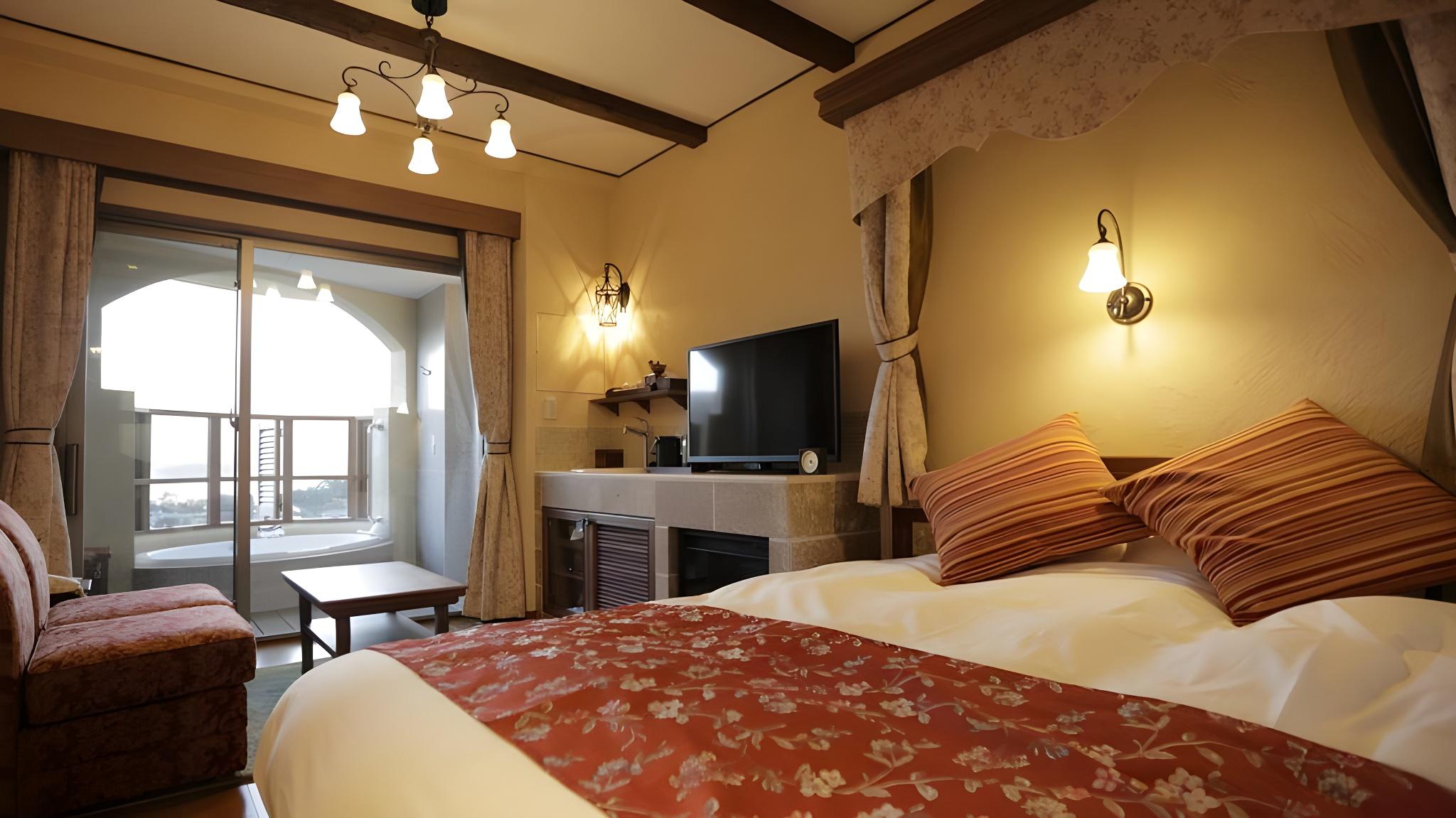 Rose, Double Bed, Mountain View, Bathtub