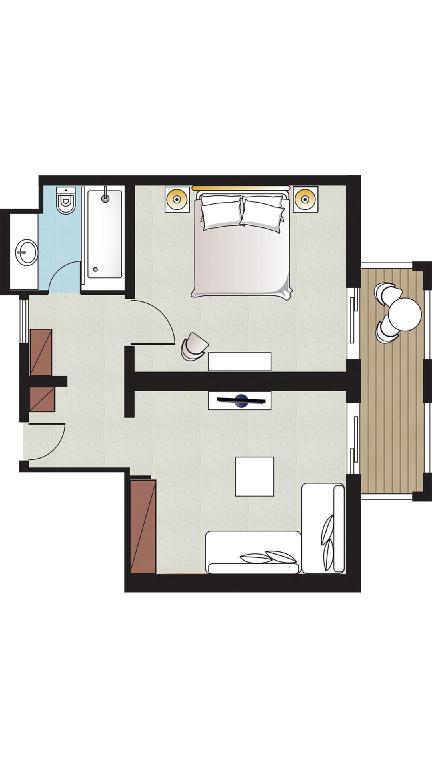 Family Suite, King Bed, Lateral Side Sea View, 2 Sofa
