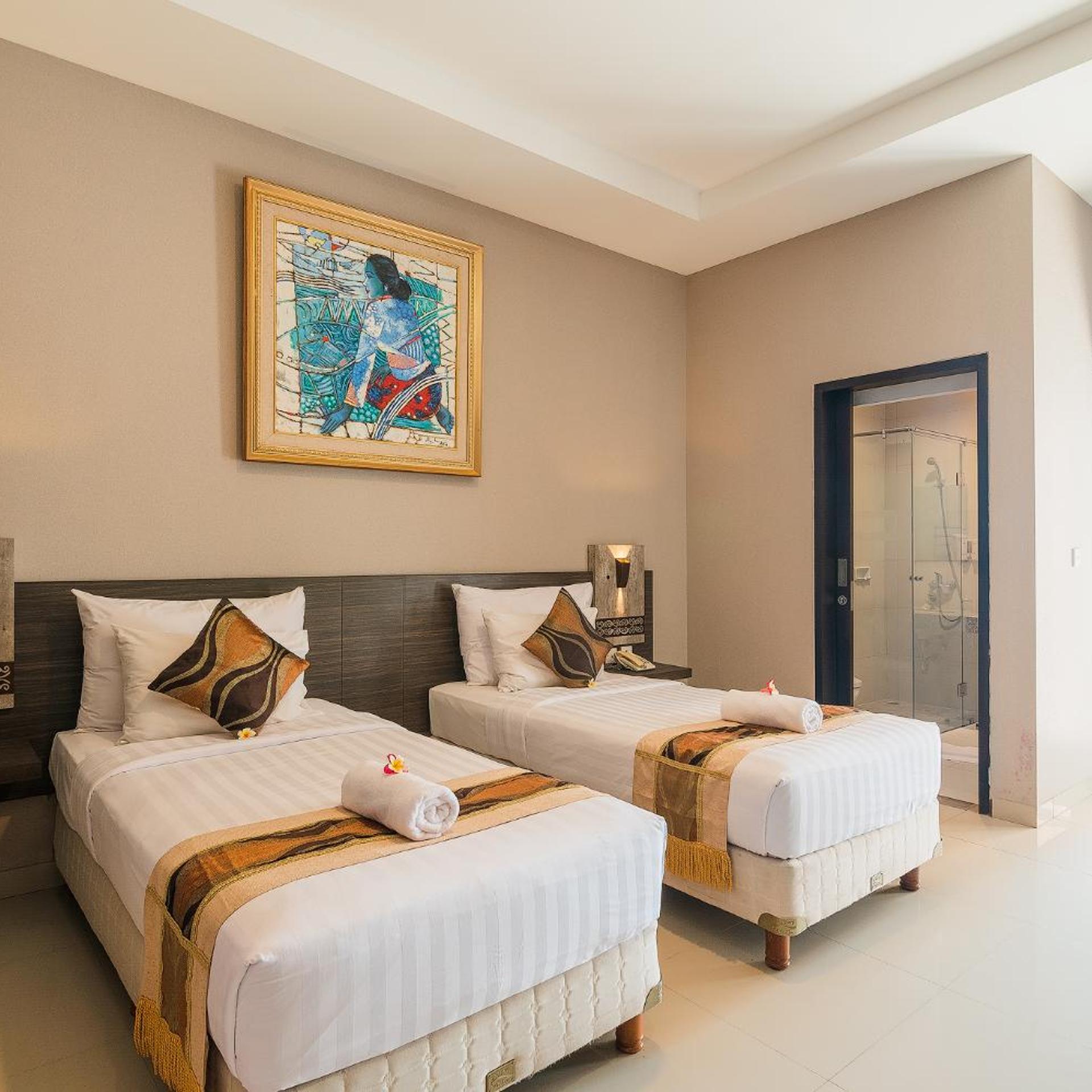 غرفة ديلوكس بسريرين منفصلين بإطلالة على البحر، Padma Sari Hotel 4/10