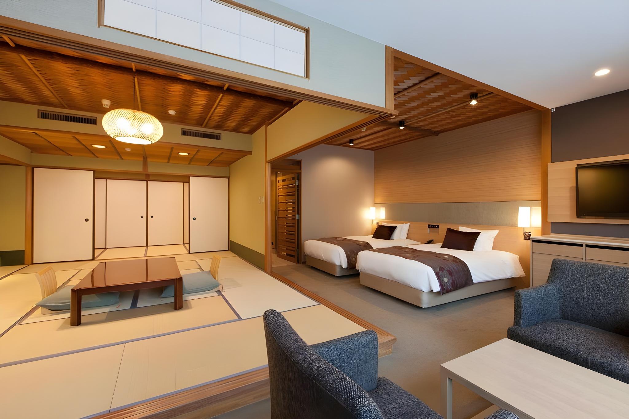 Japanese, Western, Sukiya, Twin Beds, 4 Futon Beds, Mountain View