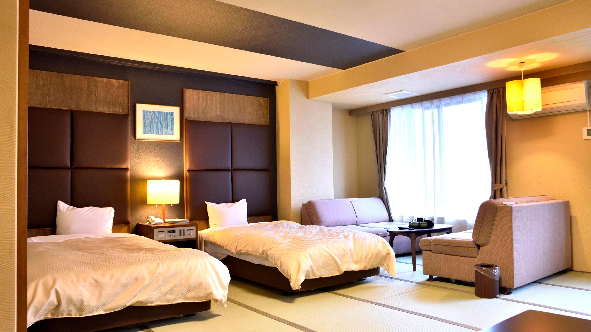 Japanese Western, Twin Beds, Mountain View, Night View