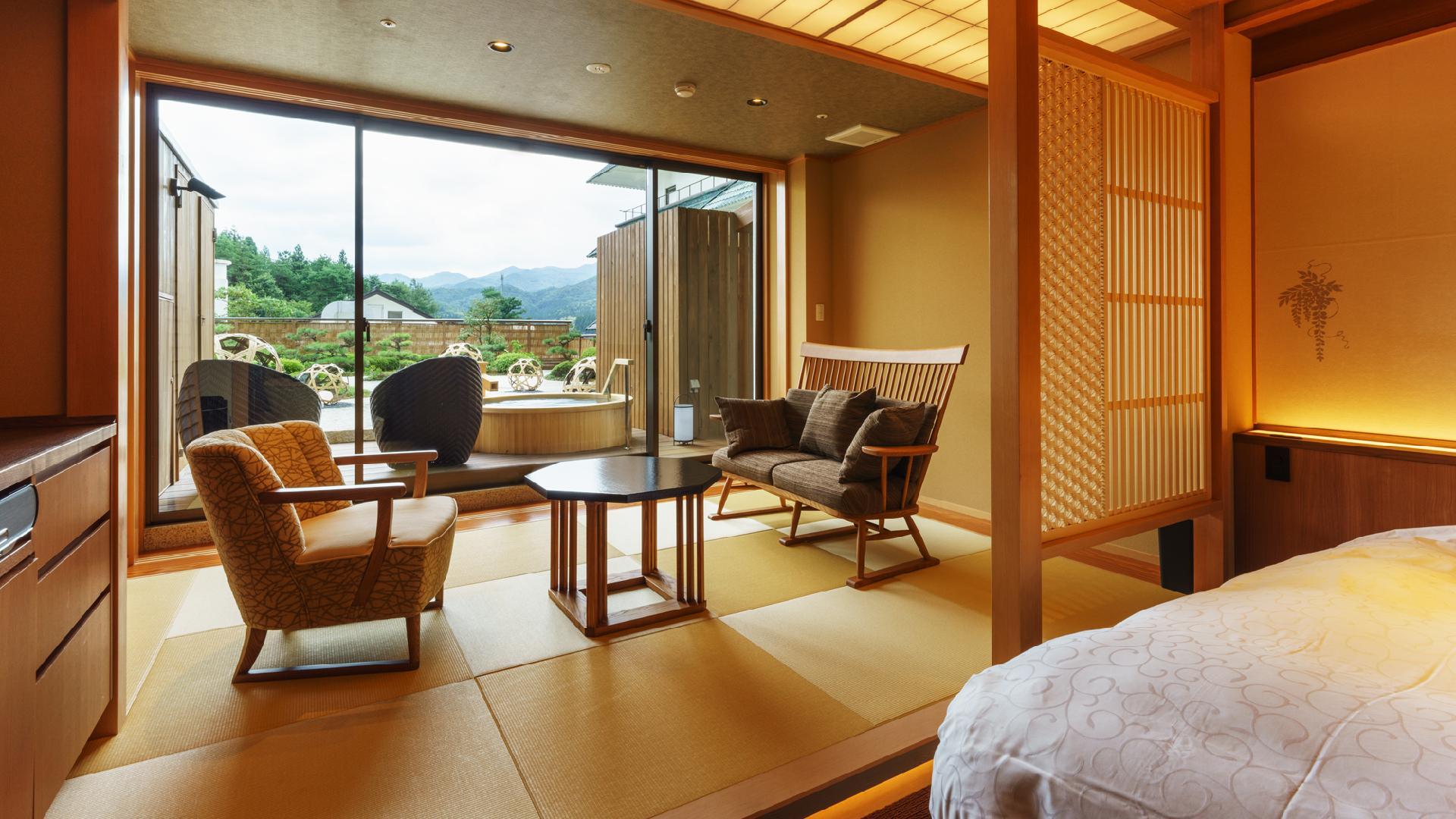 Japanese Western, Modern, Guest Room, Outdoor Bath, Terrace