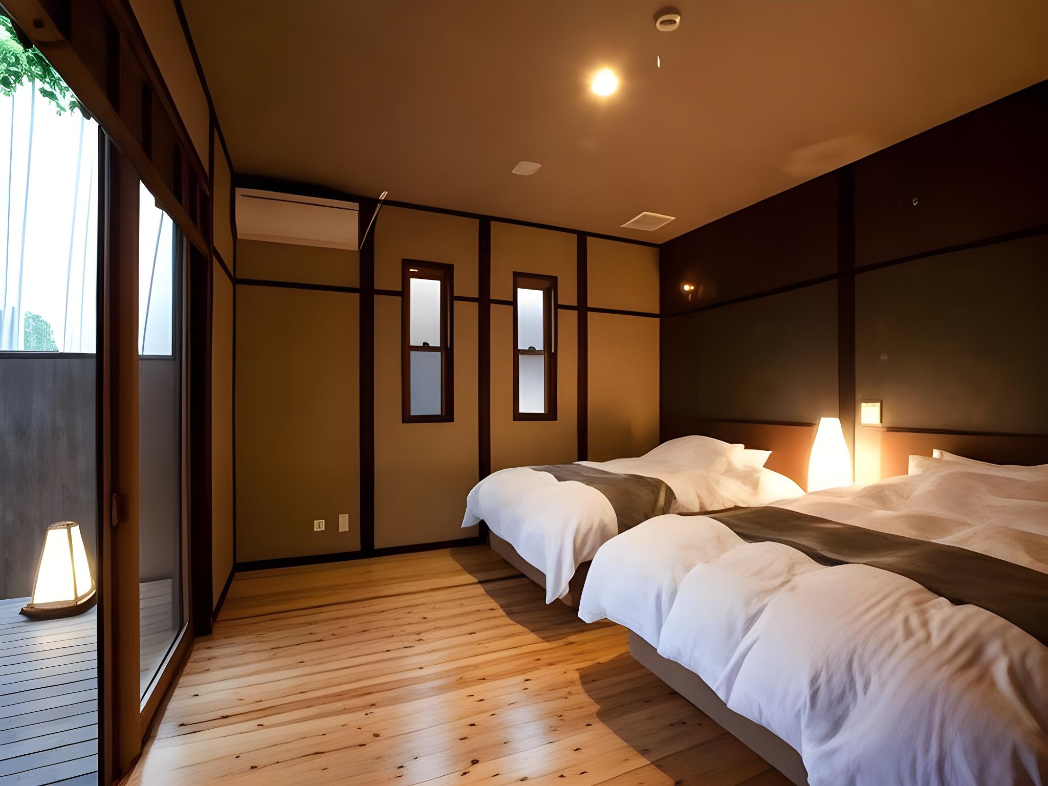 Semi Room, Japanese Western, 2 Semi Double Beds, Mountain View, Bathtub, Annex