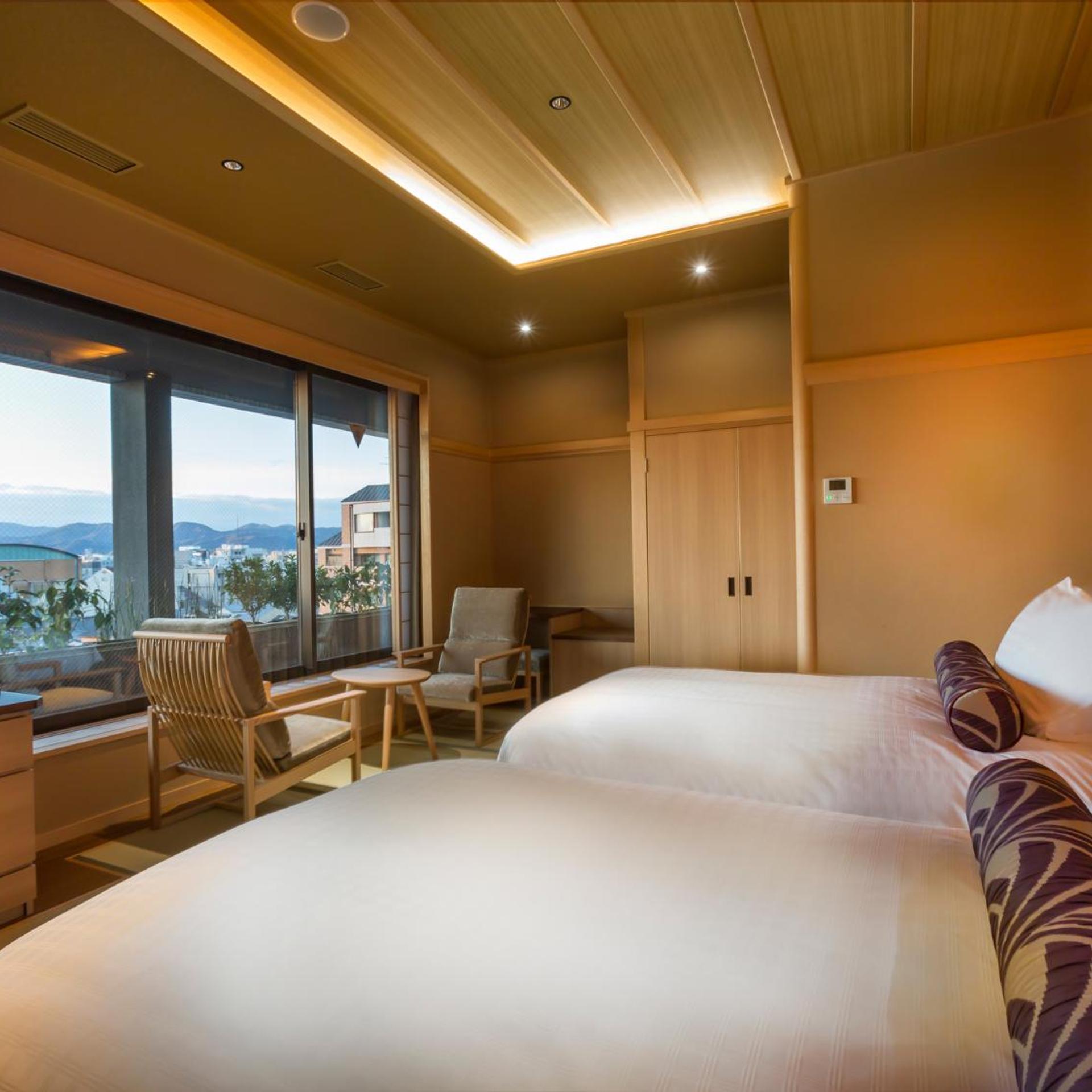 Japanese, Twin Beds, Outdoor Bath