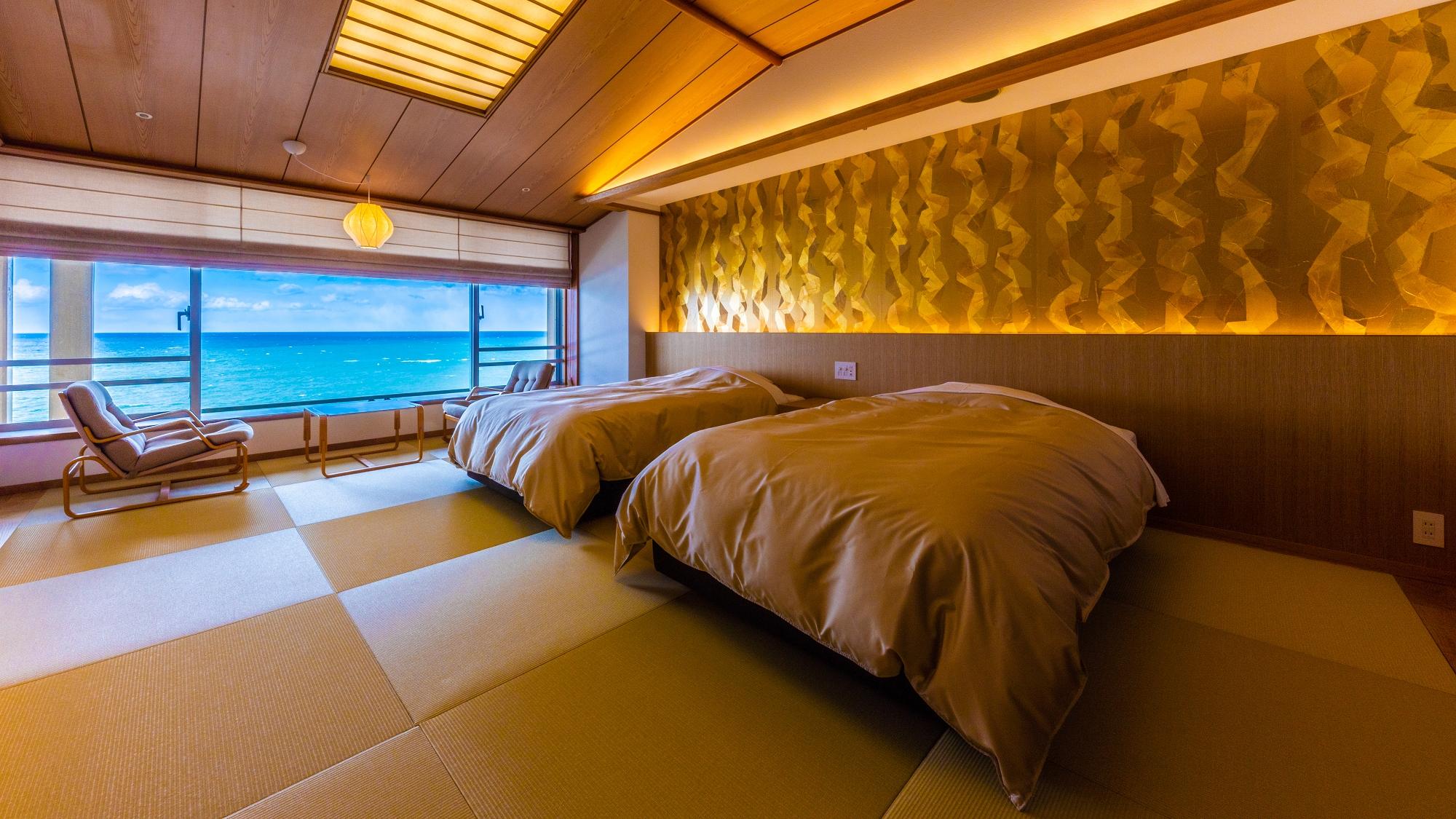 Renovated, Japanese, Modern, Twin Beds, Ocean View, Tatami