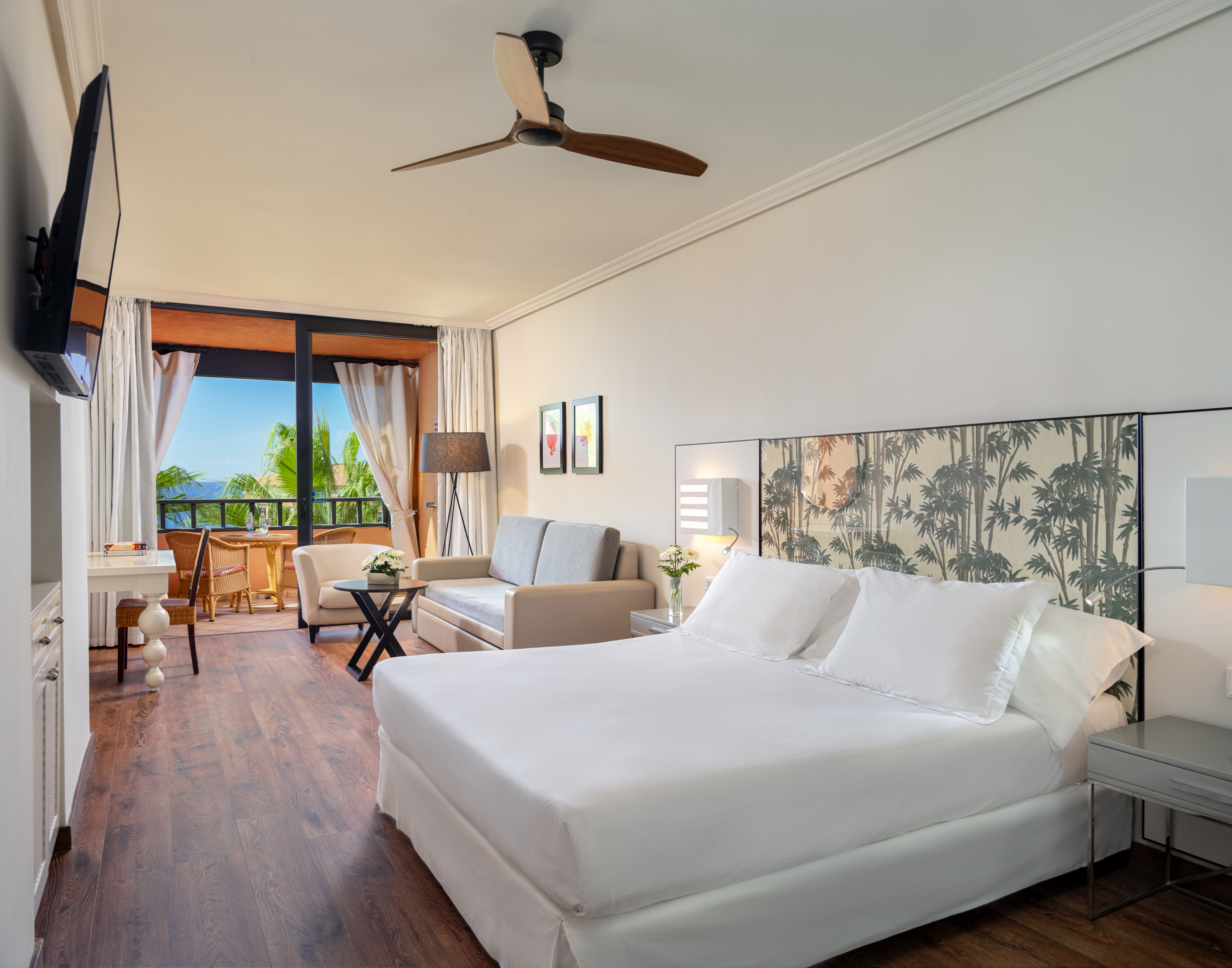 Room, Single, Double Bed, Lateral Side Sea View