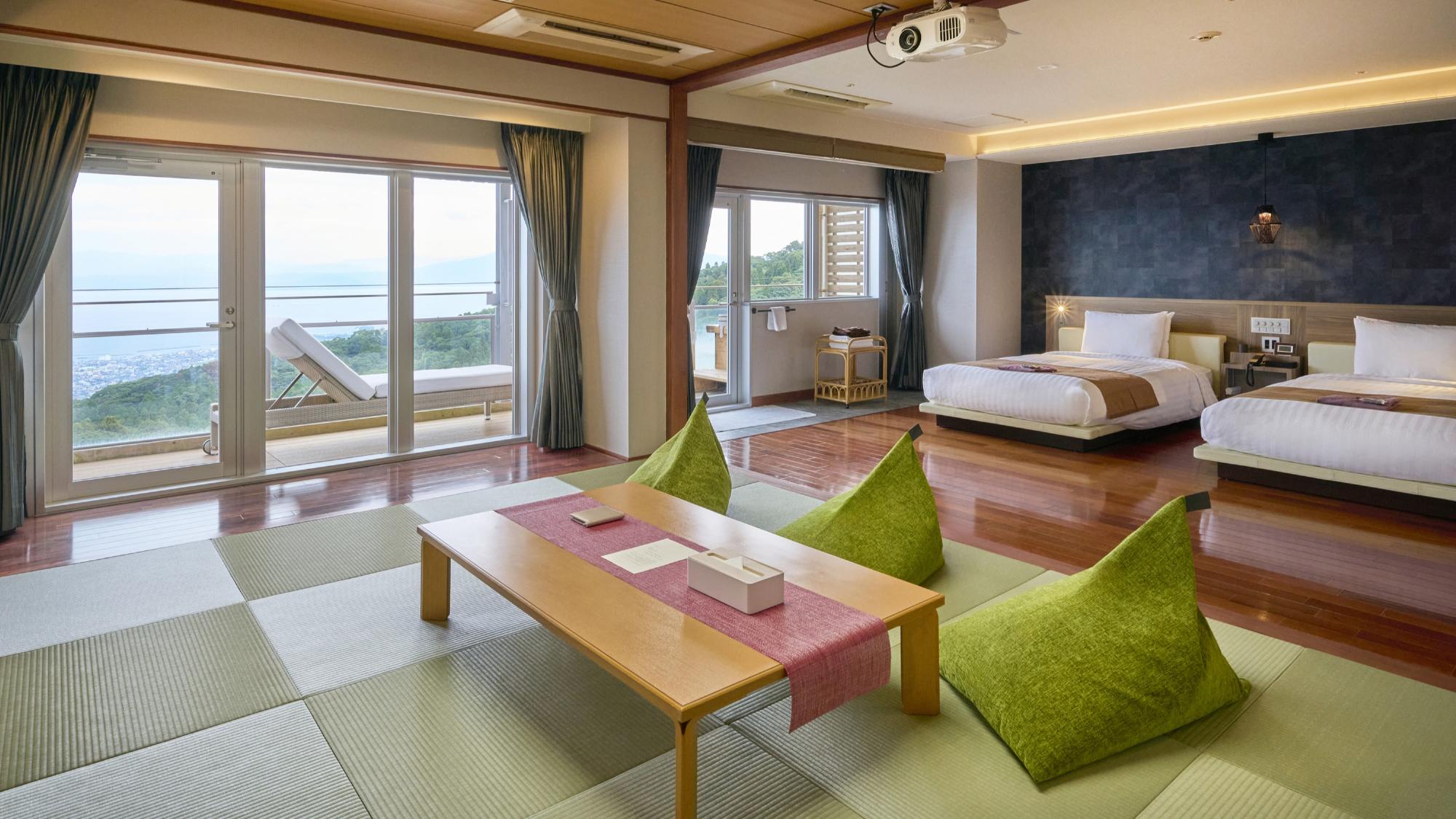 Japanese Western, Modern, Luxury, Suite, Ocean View, Night View