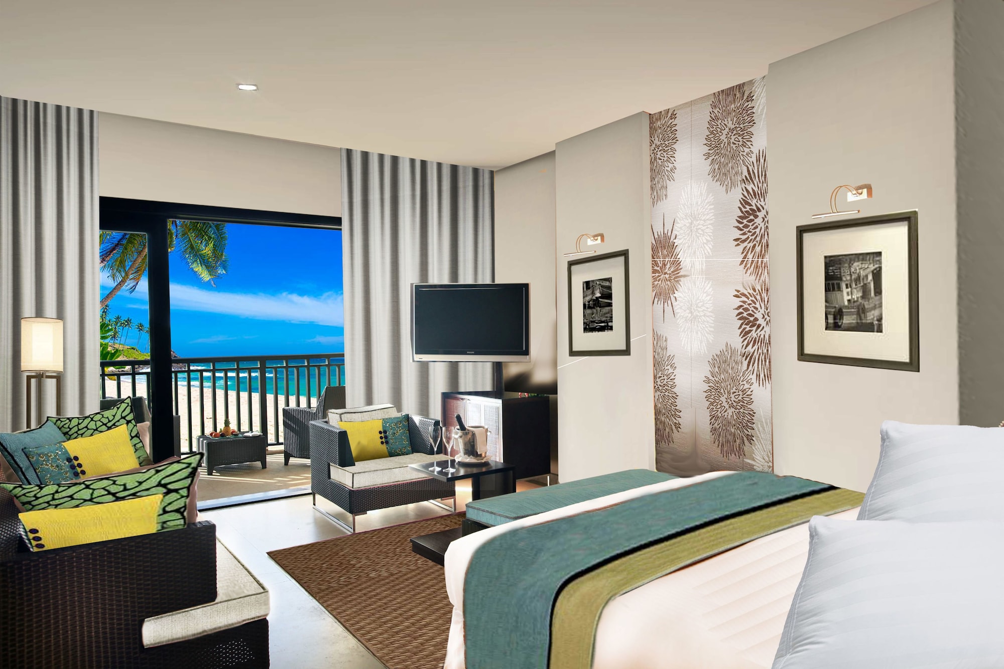 Classic, King Bed, Sea Front, Sunset View