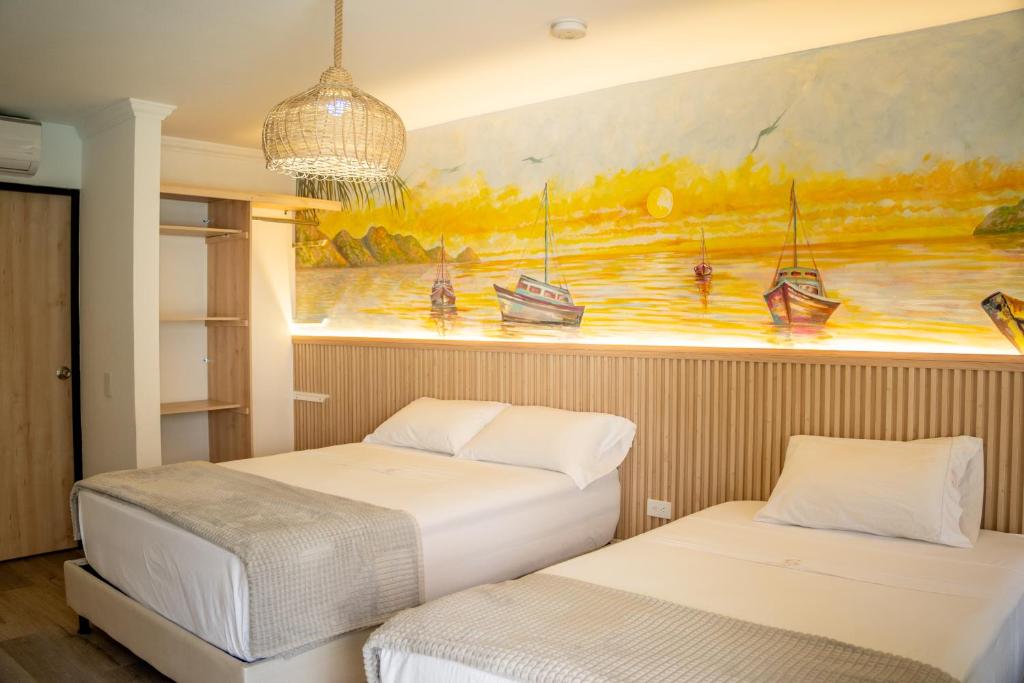 غرفة بسريرين، Casana Rosa Hotel 5/8