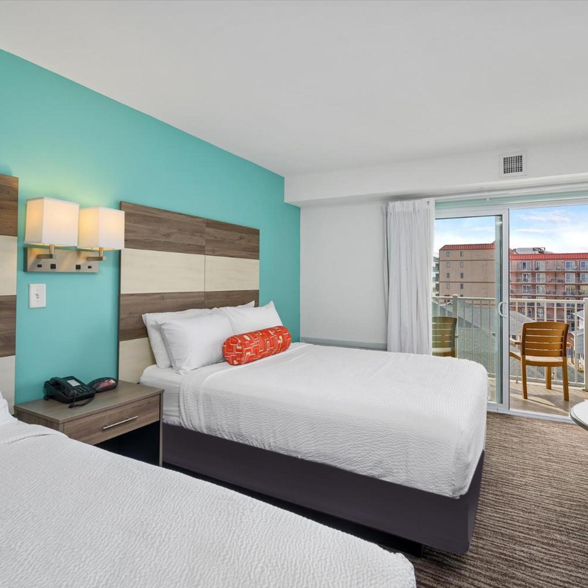 Room, 2 Double Beds, Lateral Side Ocean View, Balcony, Kitchenette
