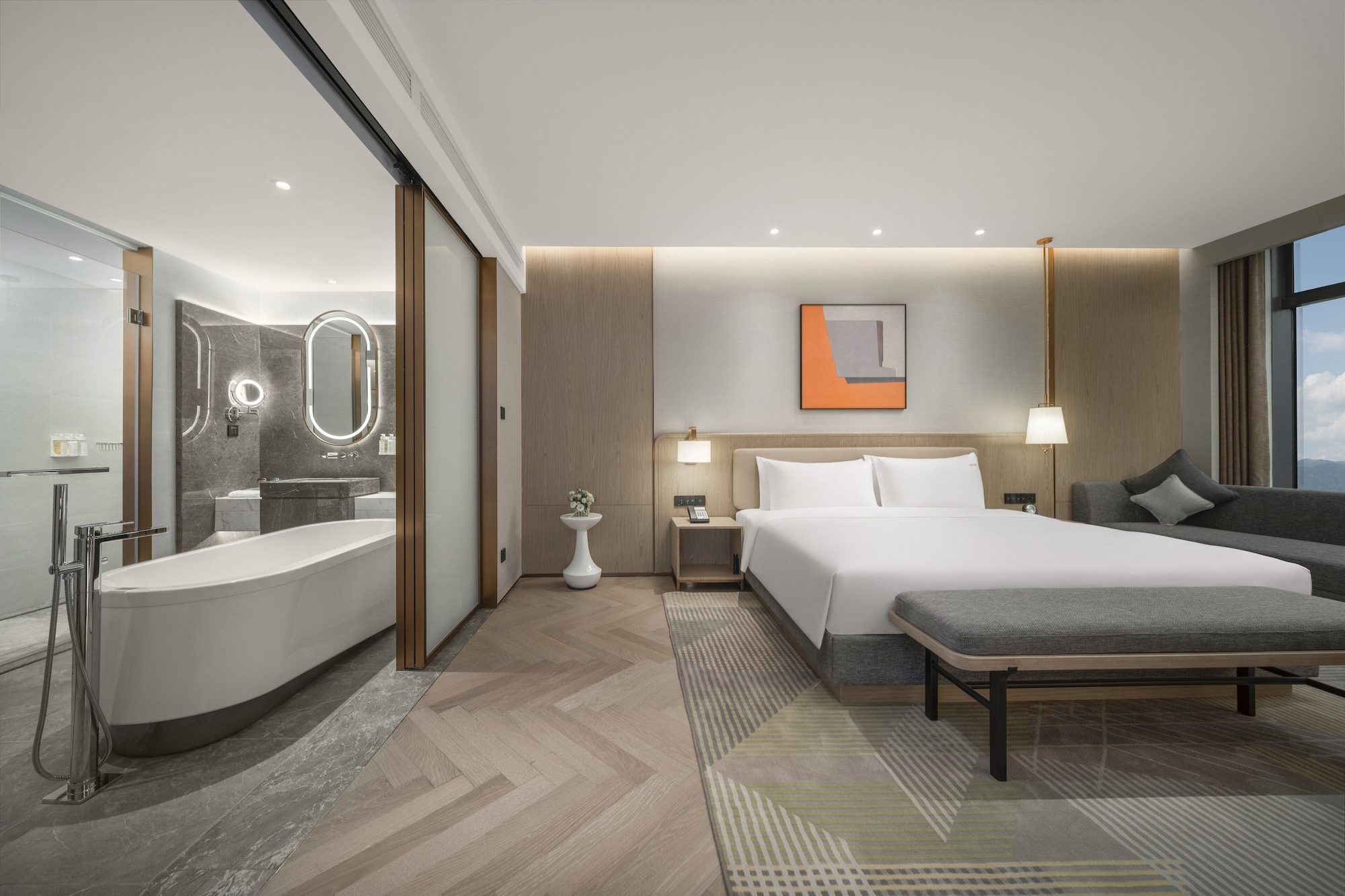 جناح بسرير كينج بغرفة نوم واحدة بمنطقة جلوس للمدخنين، Holiday Inn Fu’an 3/5