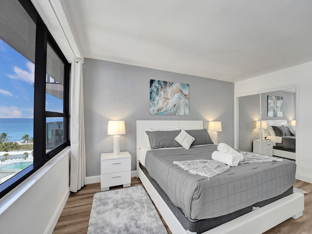 Beach, 1 King and 2 Double Beds