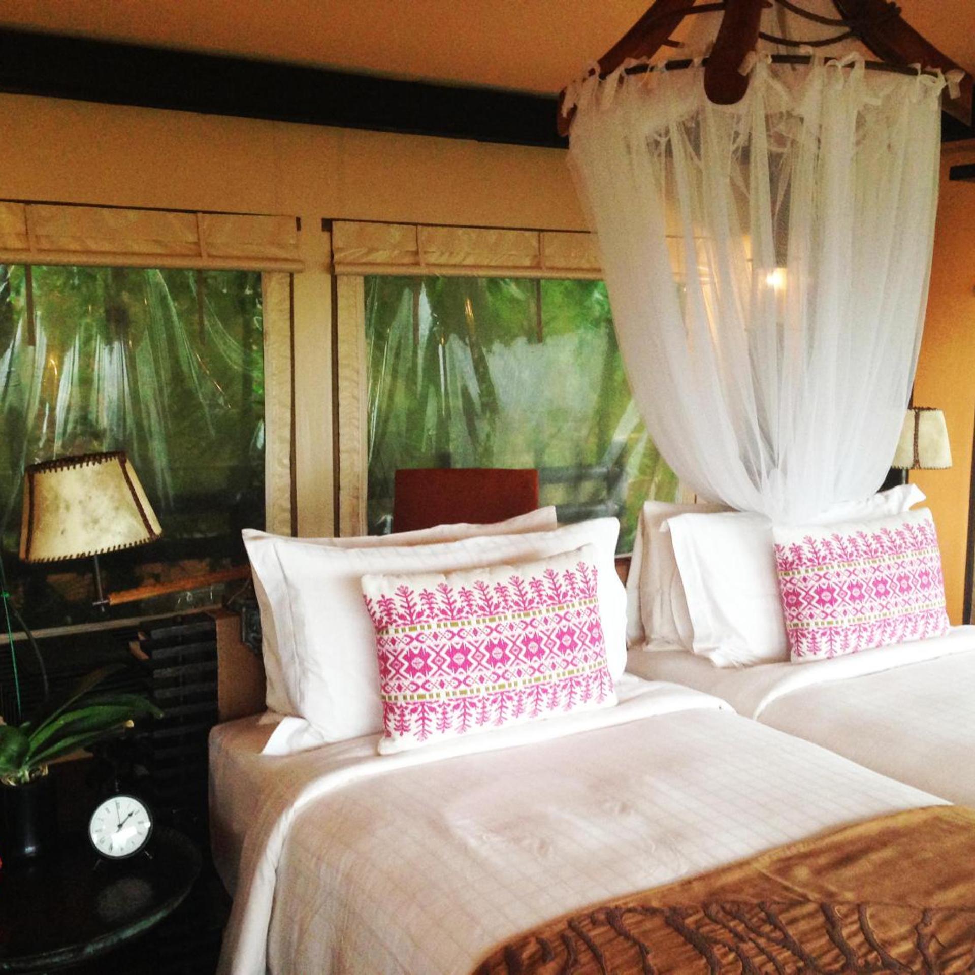 Bamboo, Tent, Twin Beds