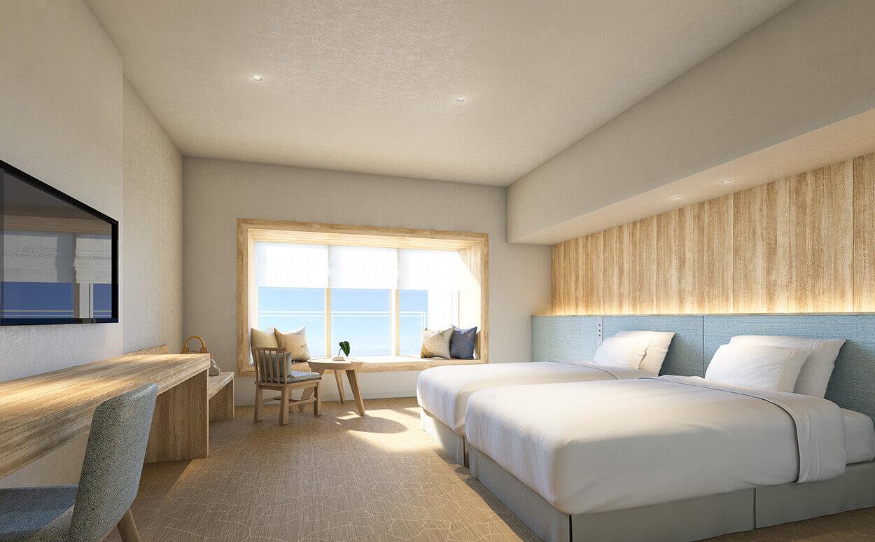 Semi Room, Deluxe, 2 Semi Double Beds, Ocean View, Corner