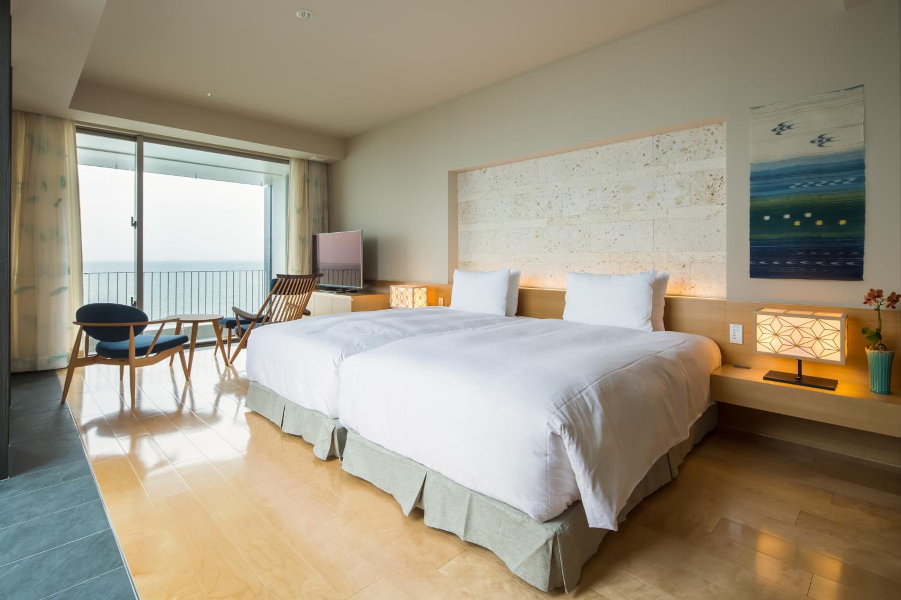 غرفة بريميوم بسريرين منفصلين بإطلالة على البحر في الملحق، Ishigaki Island Beach Hotel Sunshine 6/10