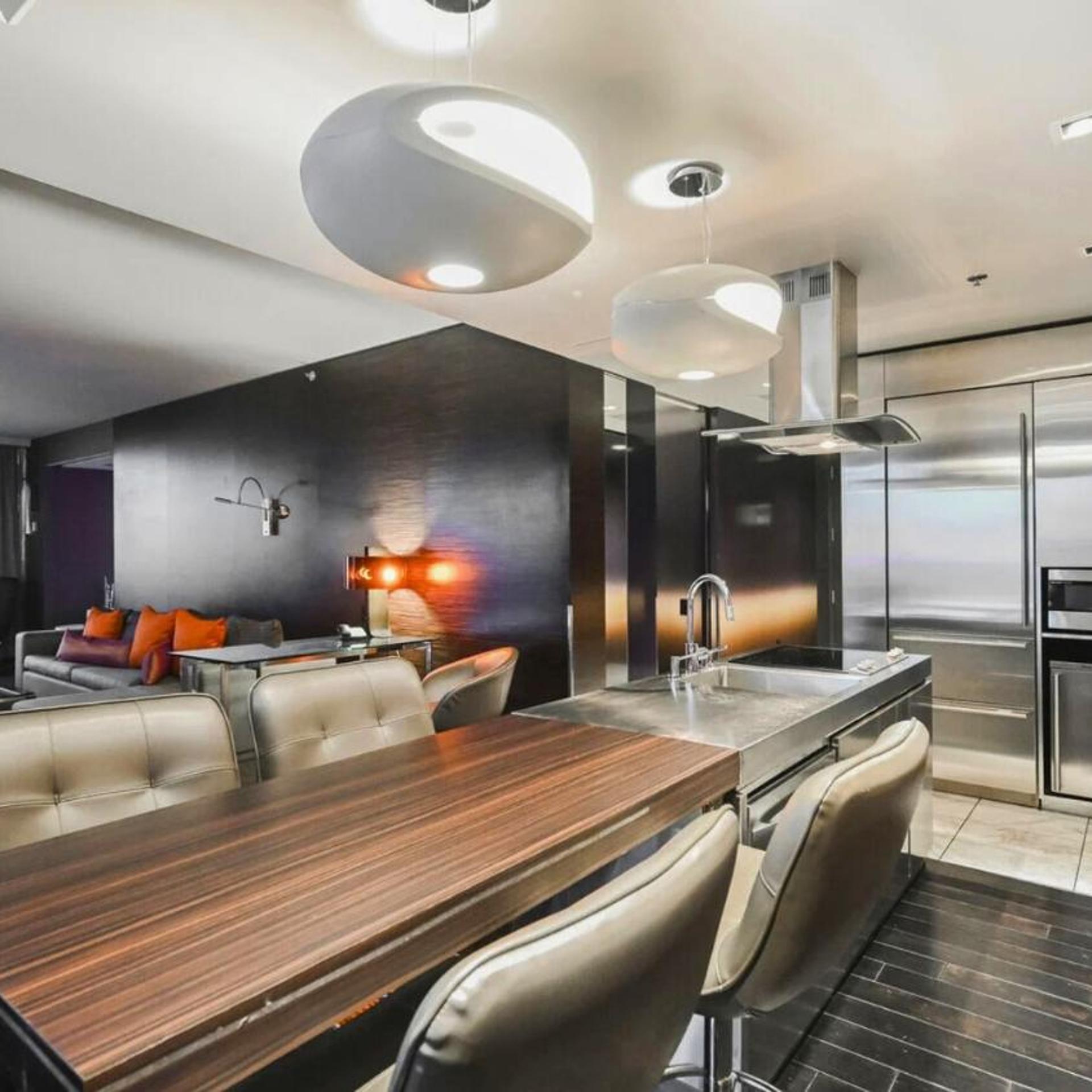 1 Bedroom Balcony Collection Living Room & Jet Tub Bath - StripSuite Palms Place Hotel 25/31