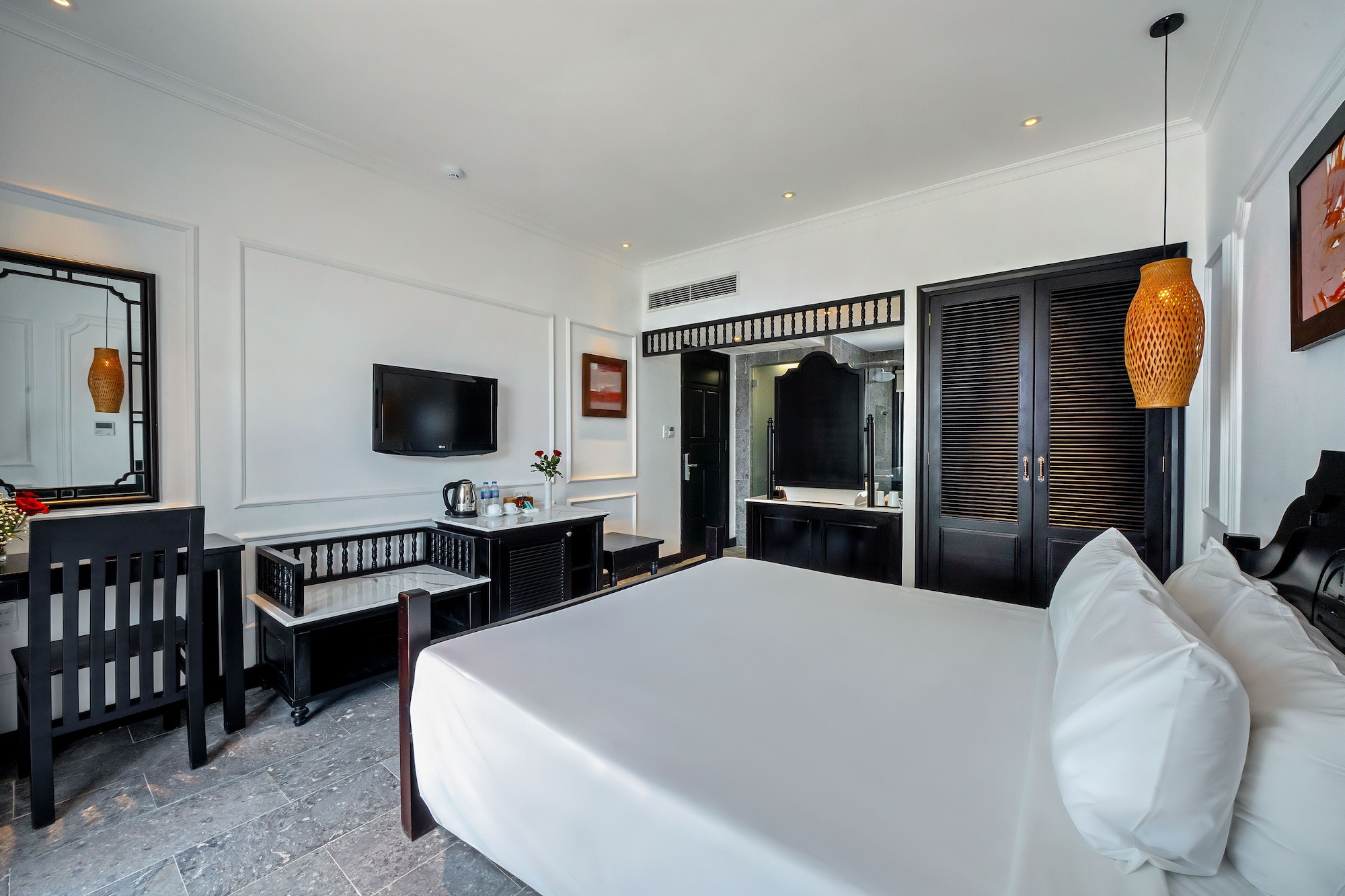 غرفة ديلوكس بسرير كينج بإطلالة على المسبح، Hoi An Coco River Resort Spa 5/9
