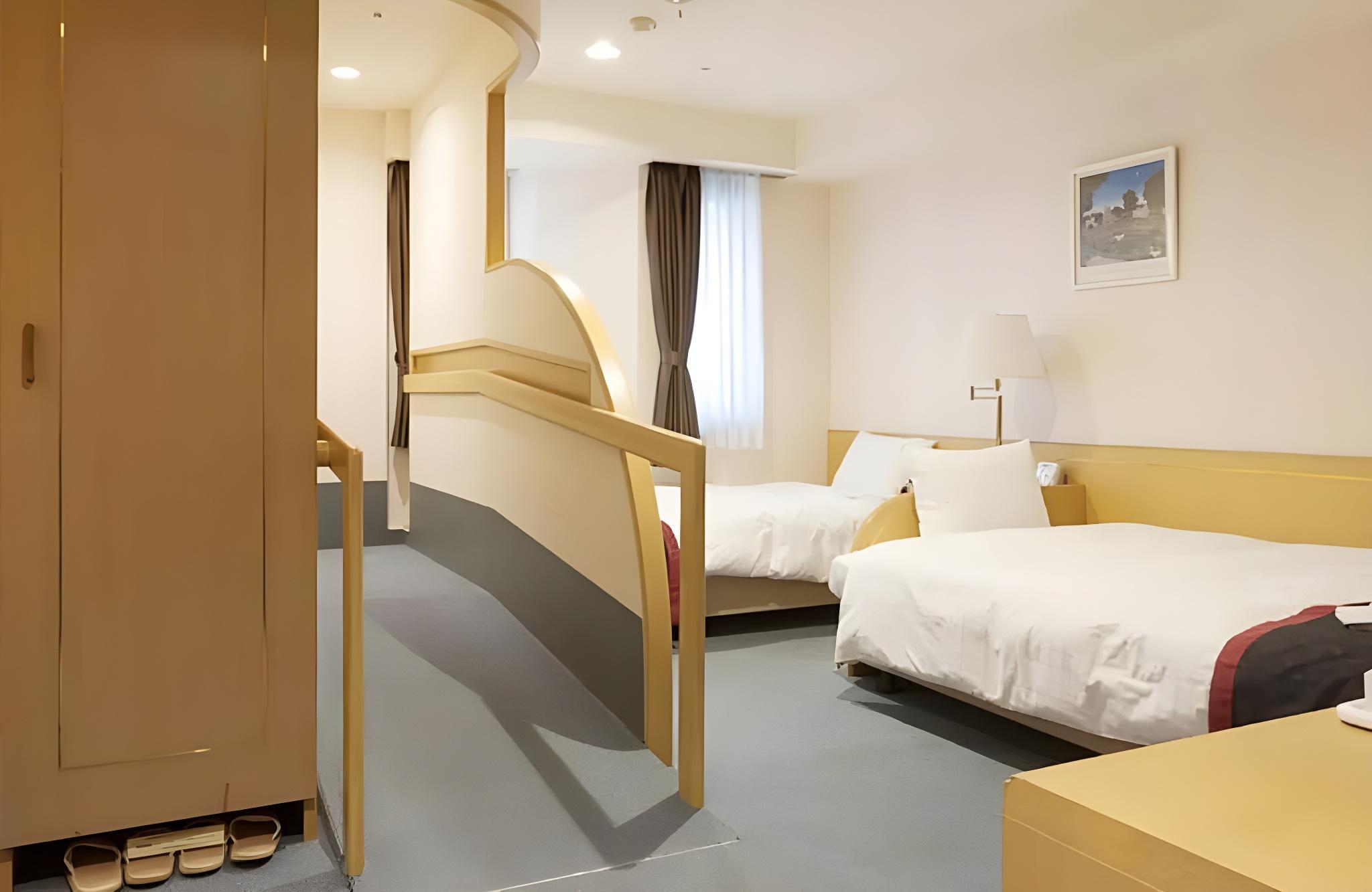 Semi Room, Interior, Slope, 2 Semi Double Beds