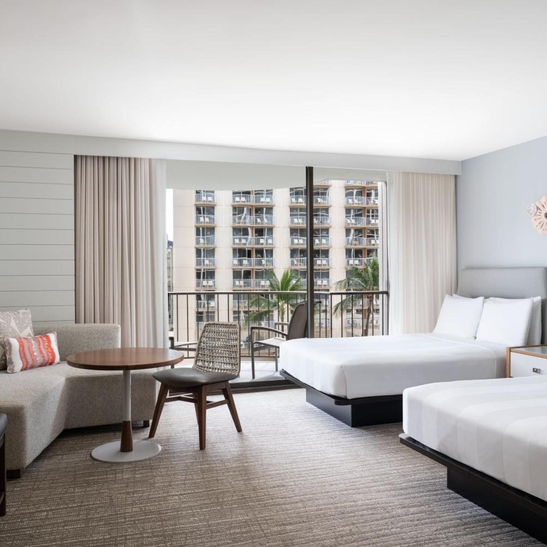 Guest Room, 2 Double Beds, Waikiki View, City View, Balcony