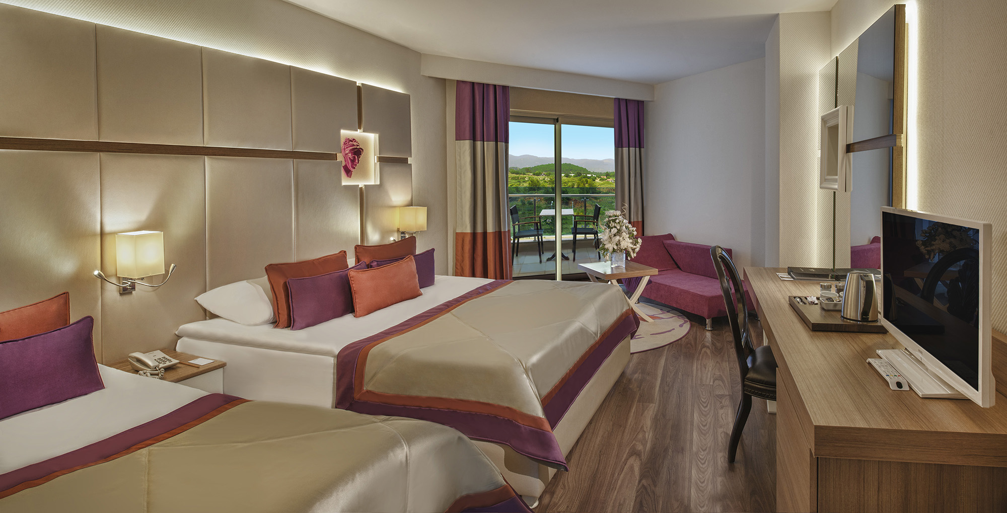 Room, Single, Double Bed, Lateral Side Sea View