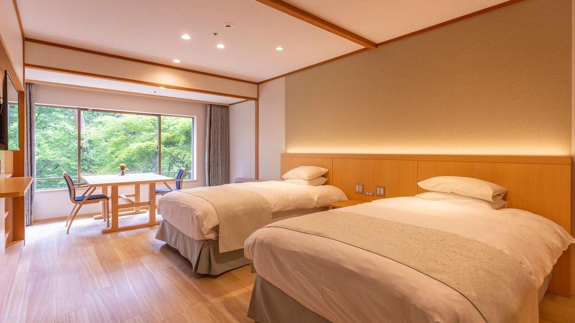 Room, Twin Beds, Semi Outdoor Spring Bath
