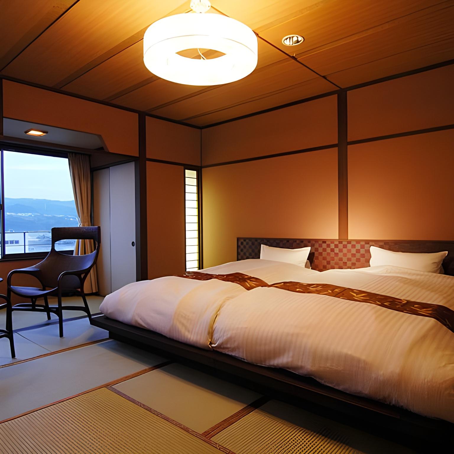 Japanese Western, Hollywood, Twin Beds, River View, Night View
