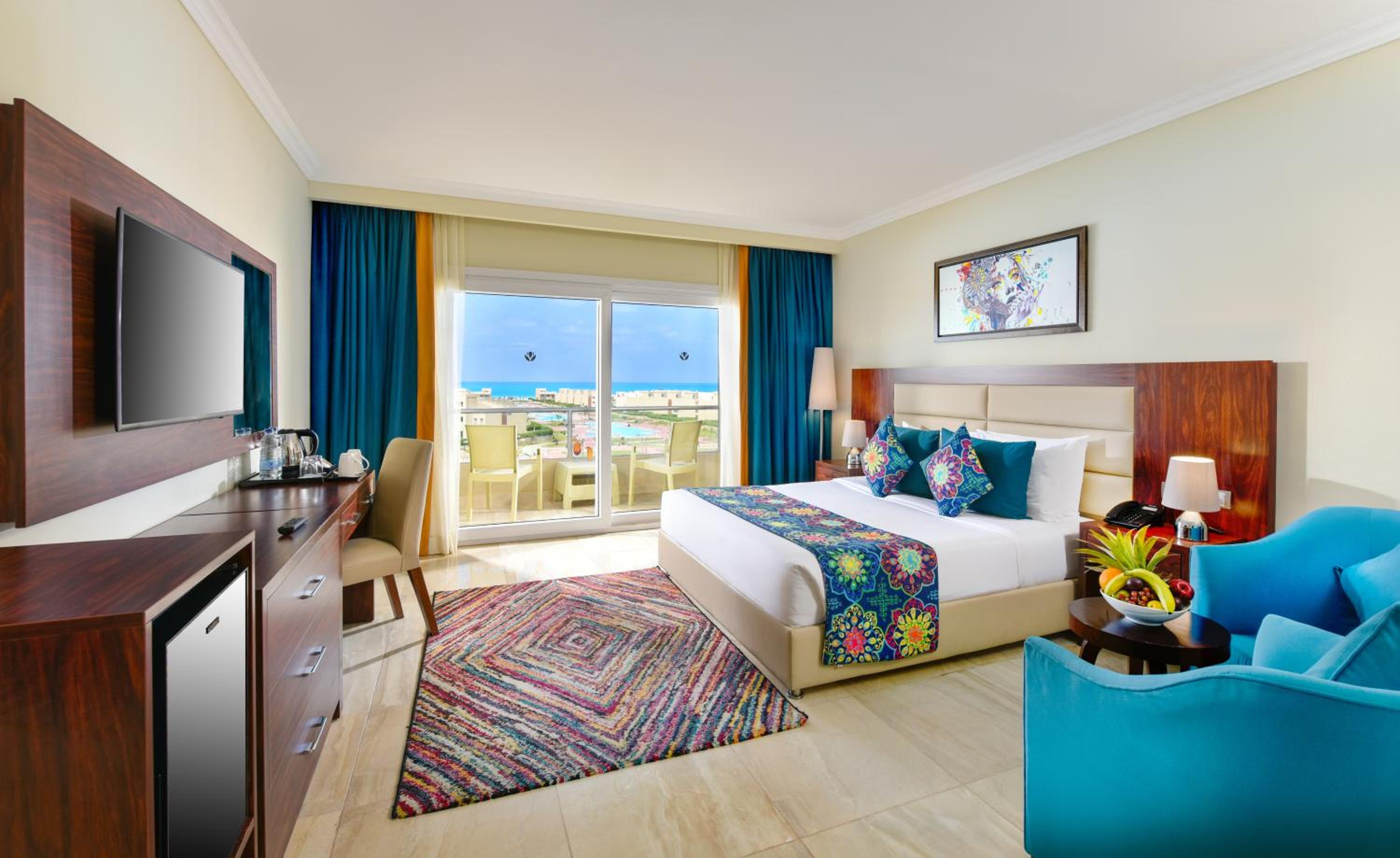 Deluxe, Twin Beds, Pool and Sea View