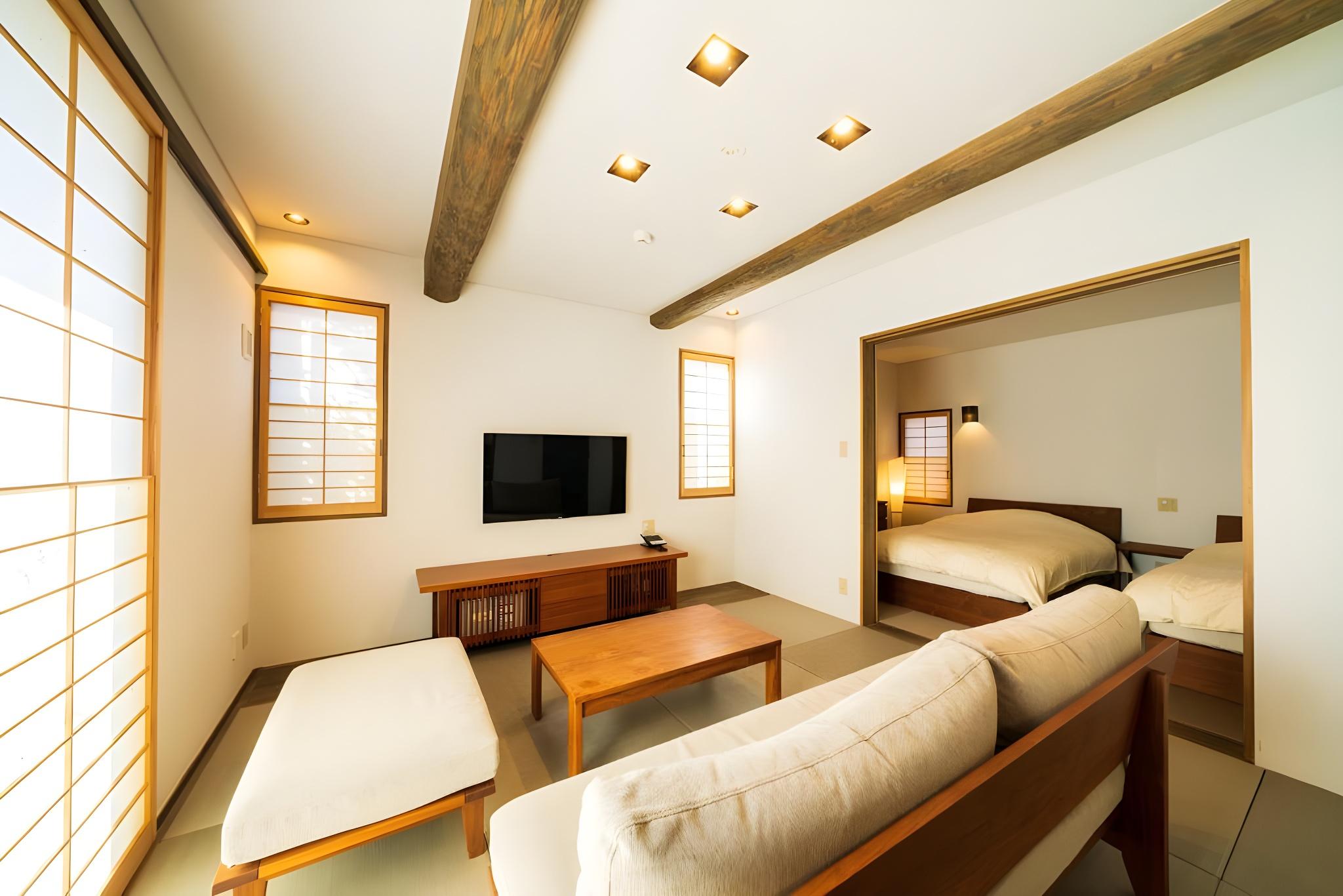 Semi Room, Japanese Western, Exclusive, 2 Semi Double Beds, Hot Spring Bath