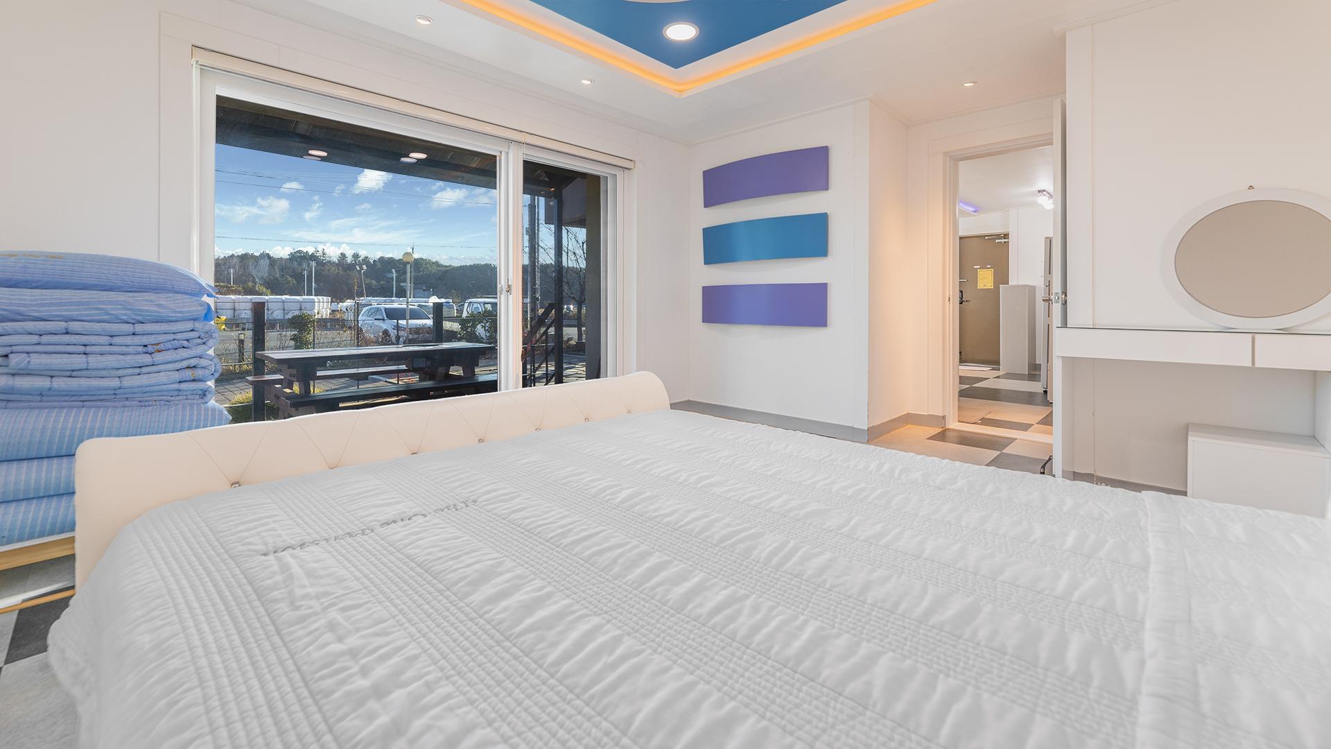 Blue, 2 Double Beds