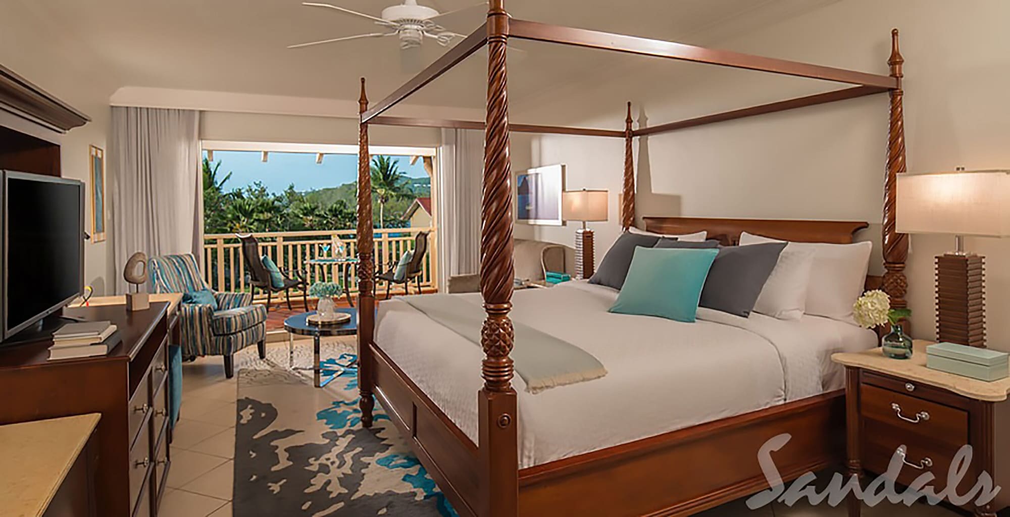 1 Bedroom, Honeymoon, Caribbean, Club, King Bed, Partial Ocean View, Club Floor