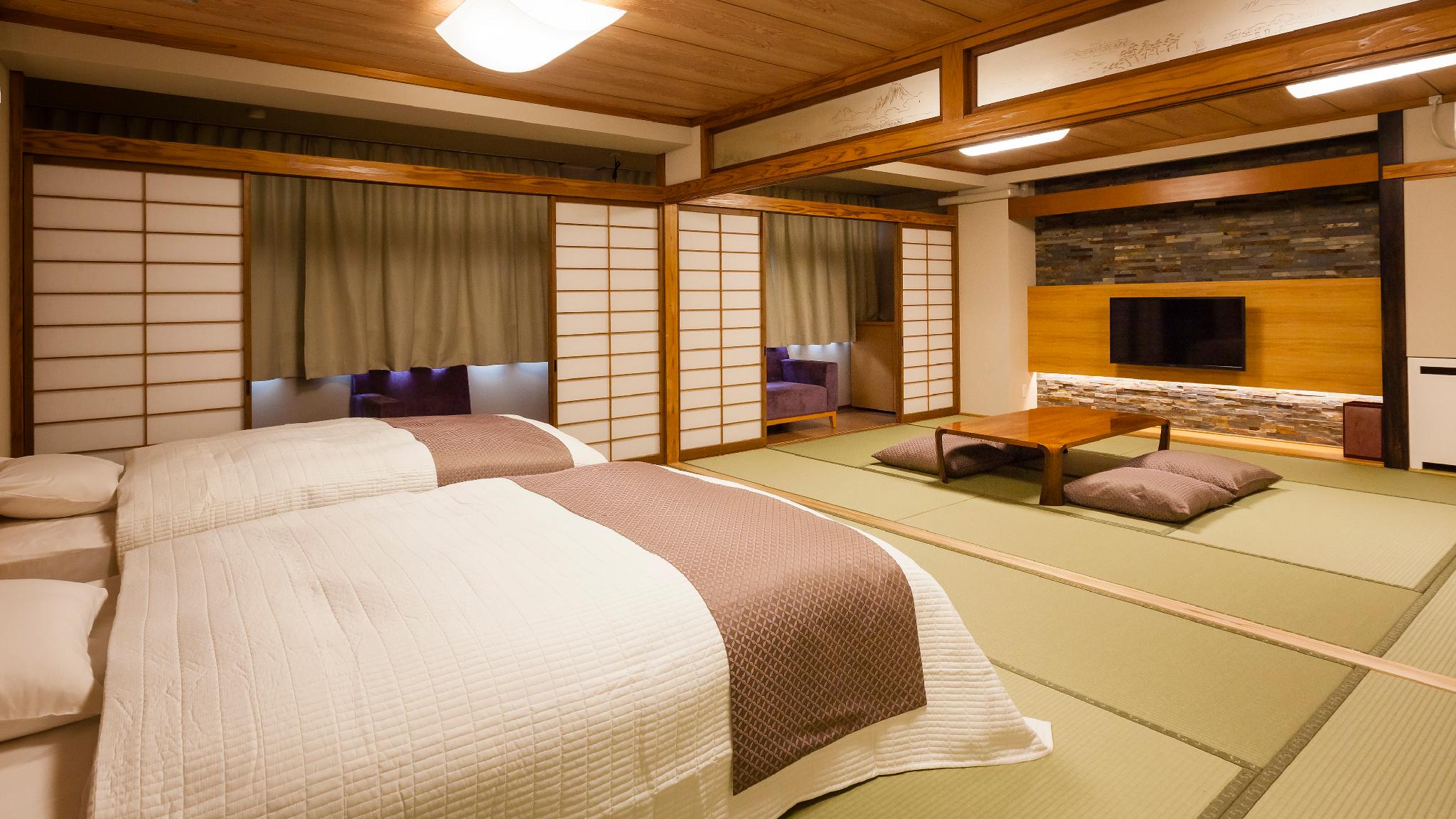 Japanese, Modern, Twin Beds, Mountain View, Night View